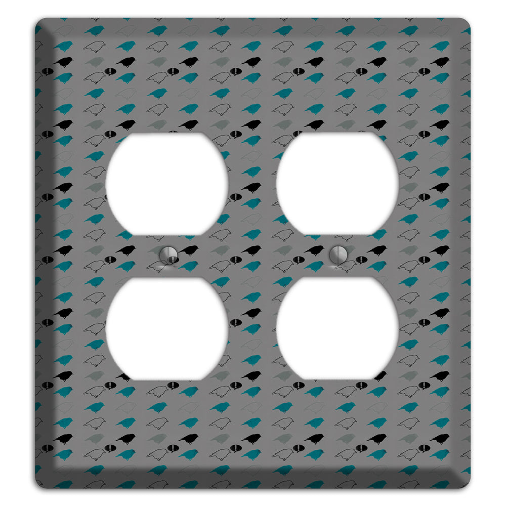 Grey with Small Green Birds 3 2 Duplex Wallplate