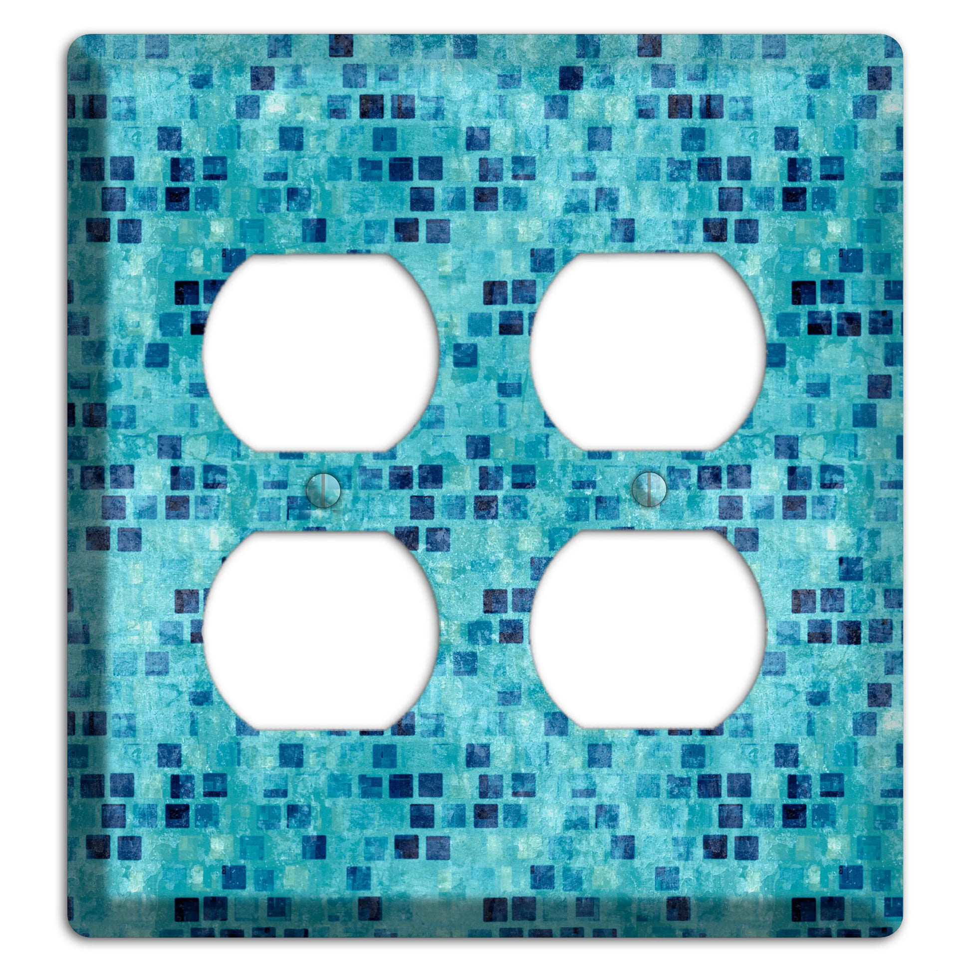 Turquoise Grunge Tile 2 Duplex Wallplate