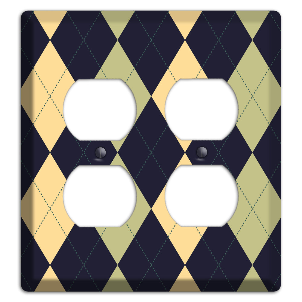 Yellow and Tan Argyle 2 Duplex Wallplate