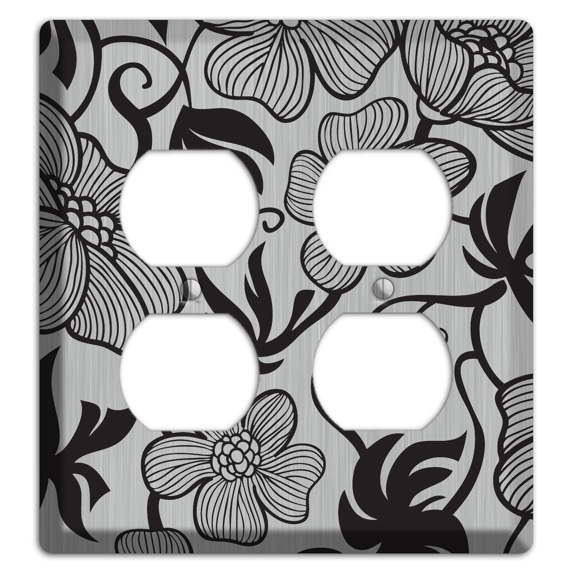 Stainless with Black Tropical 2 Duplex Wallplate