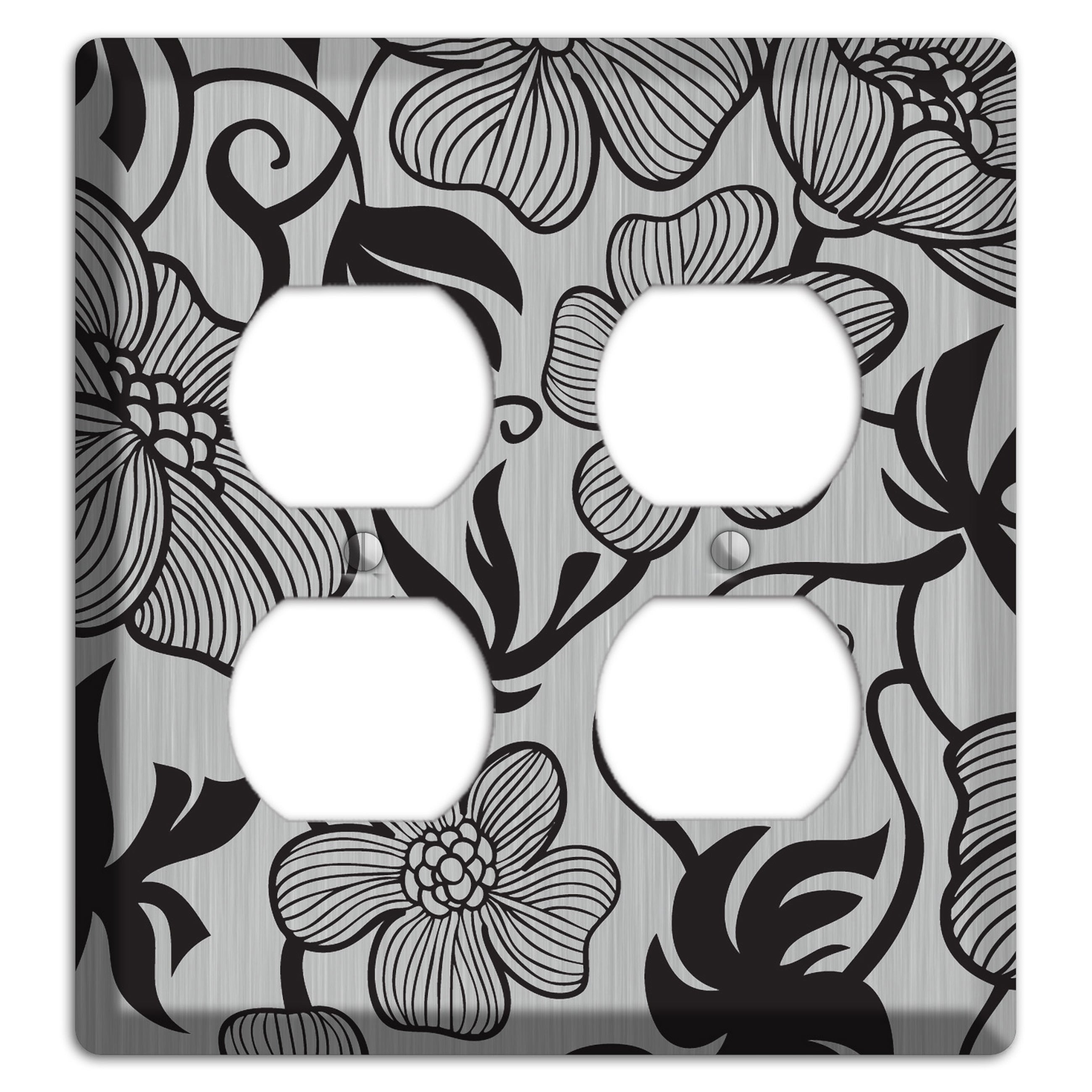 Stainless with Black Tropical 2 Duplex Wallplate