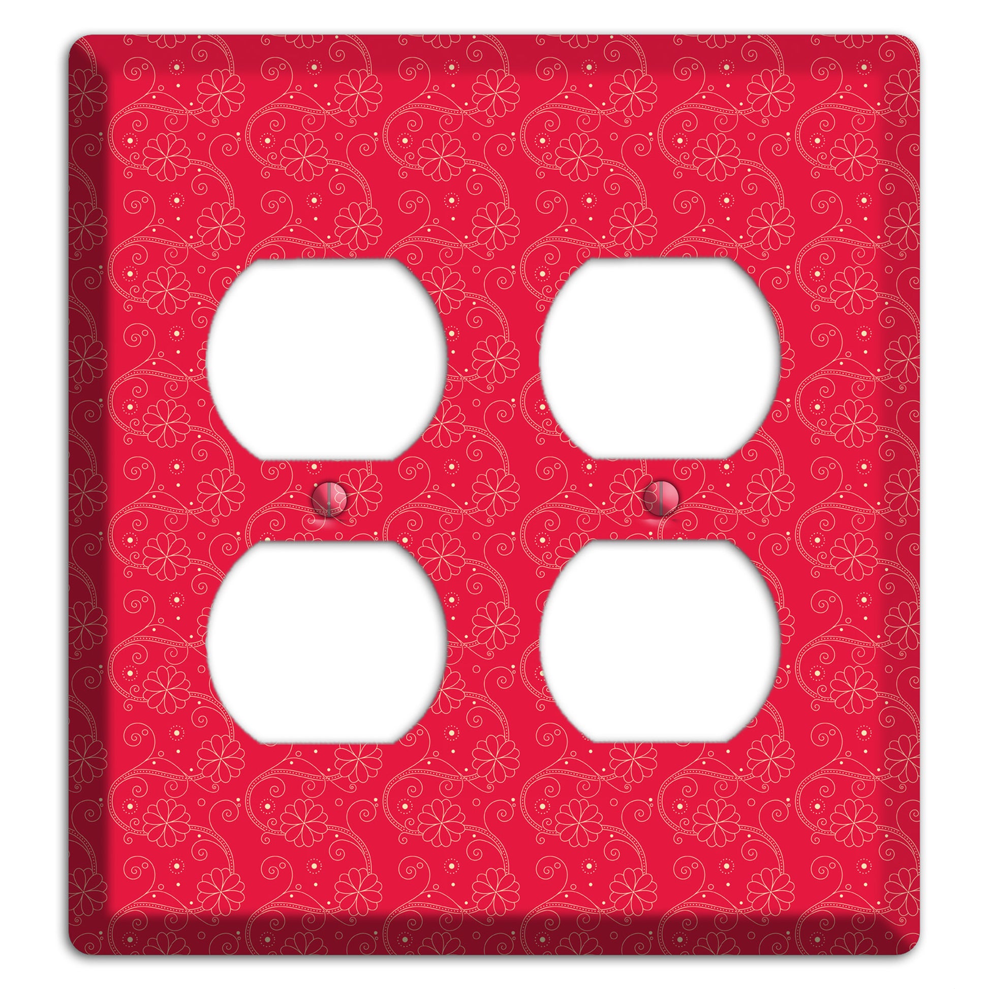 Tiny Red Floral Swirl 2 Duplex Wallplate