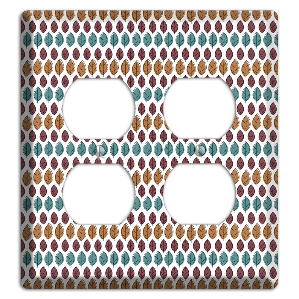 Multi Brown Dusty Blue Leaf Contour 2 Duplex Wallplate