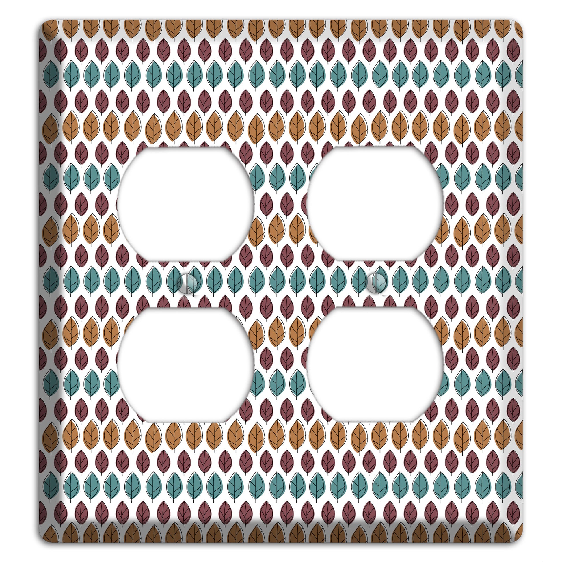Multi Brown Dusty Blue Leaf Contour 2 Duplex Wallplate