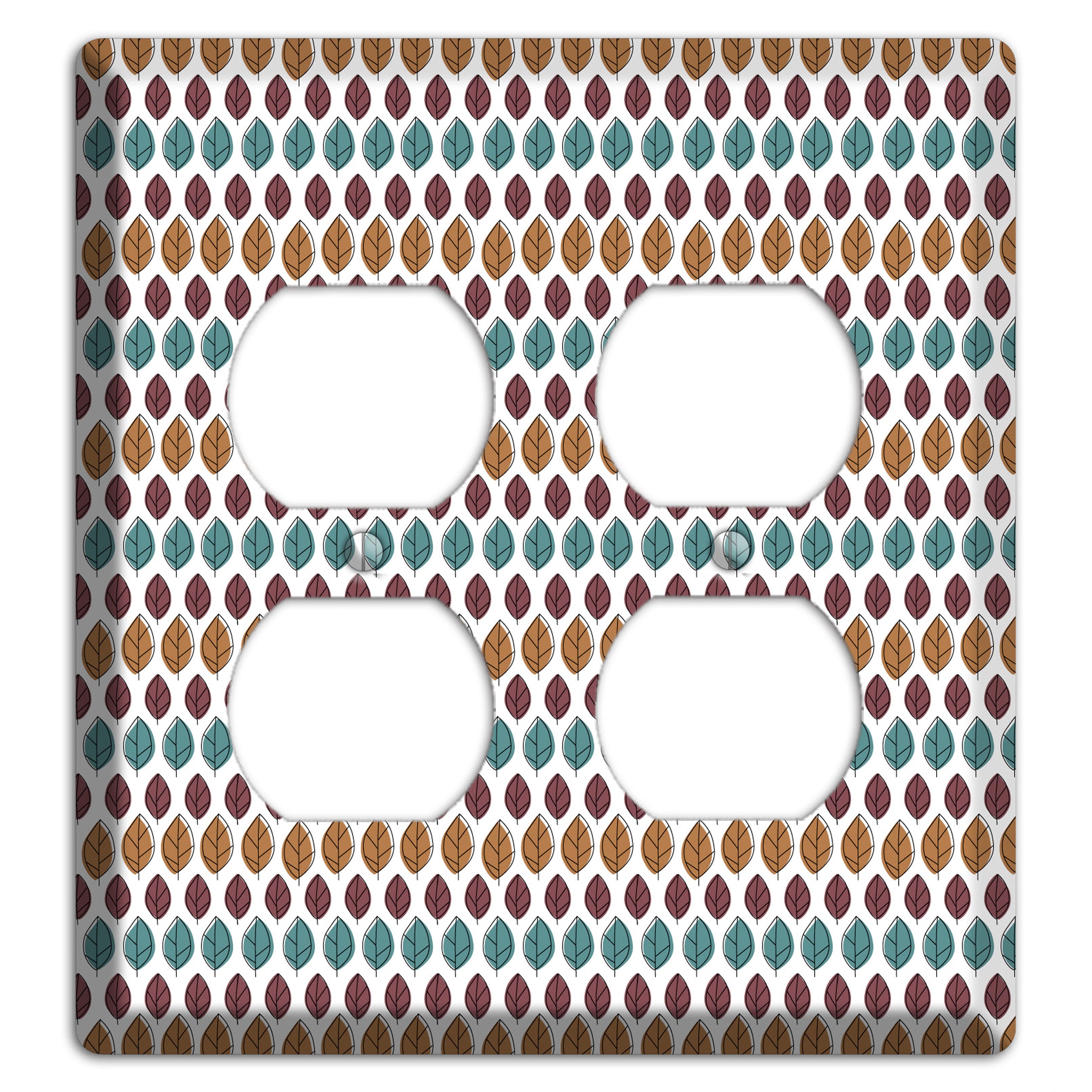 Multi Brown Dusty Blue Leaf Contour 2 Duplex Wallplate