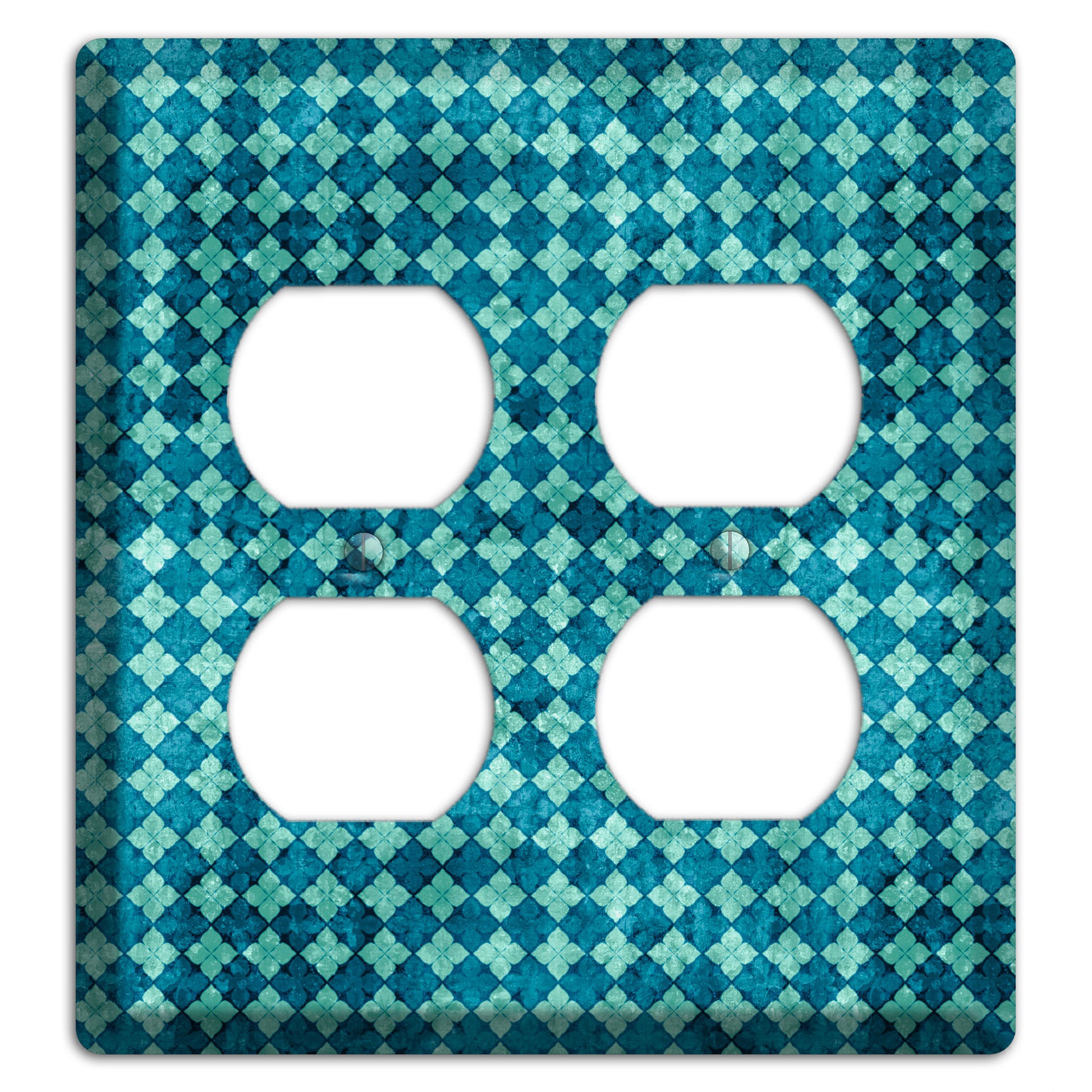 Turquoise Grunge Diamond 2 2 Duplex Wallplate