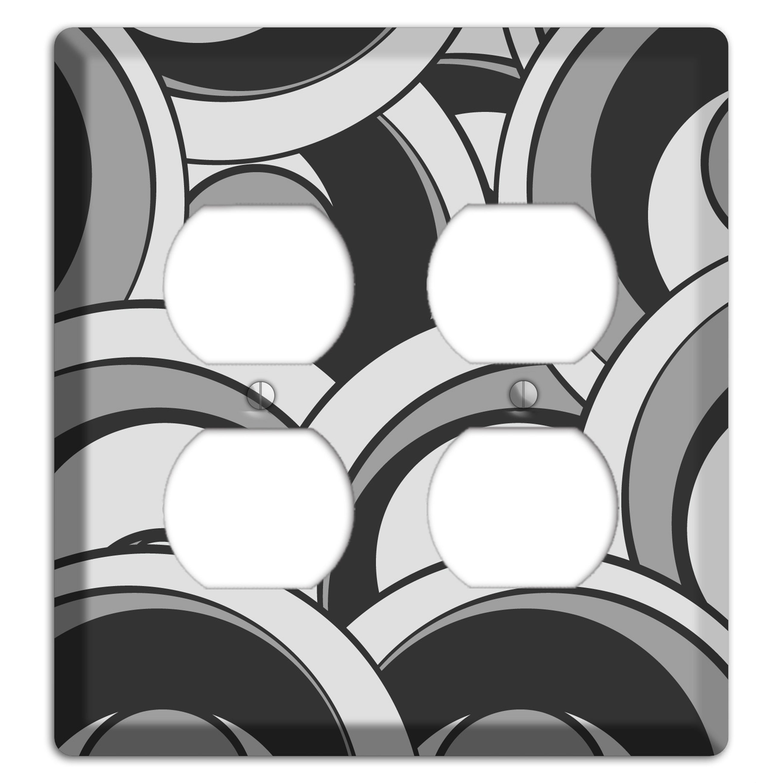 Black and Grey Deco Circles 2 Duplex Wallplate