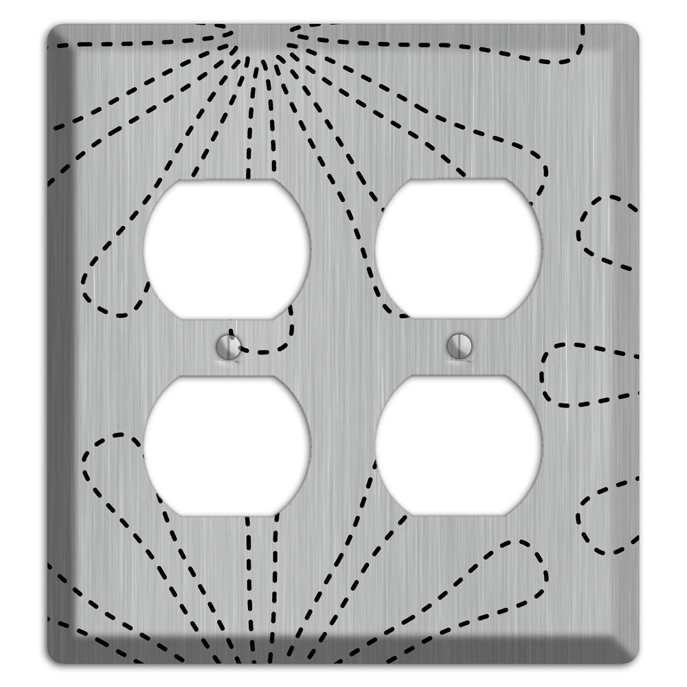 Retro Stipple Floral Stainless Steel 2 Duplex Wallplate