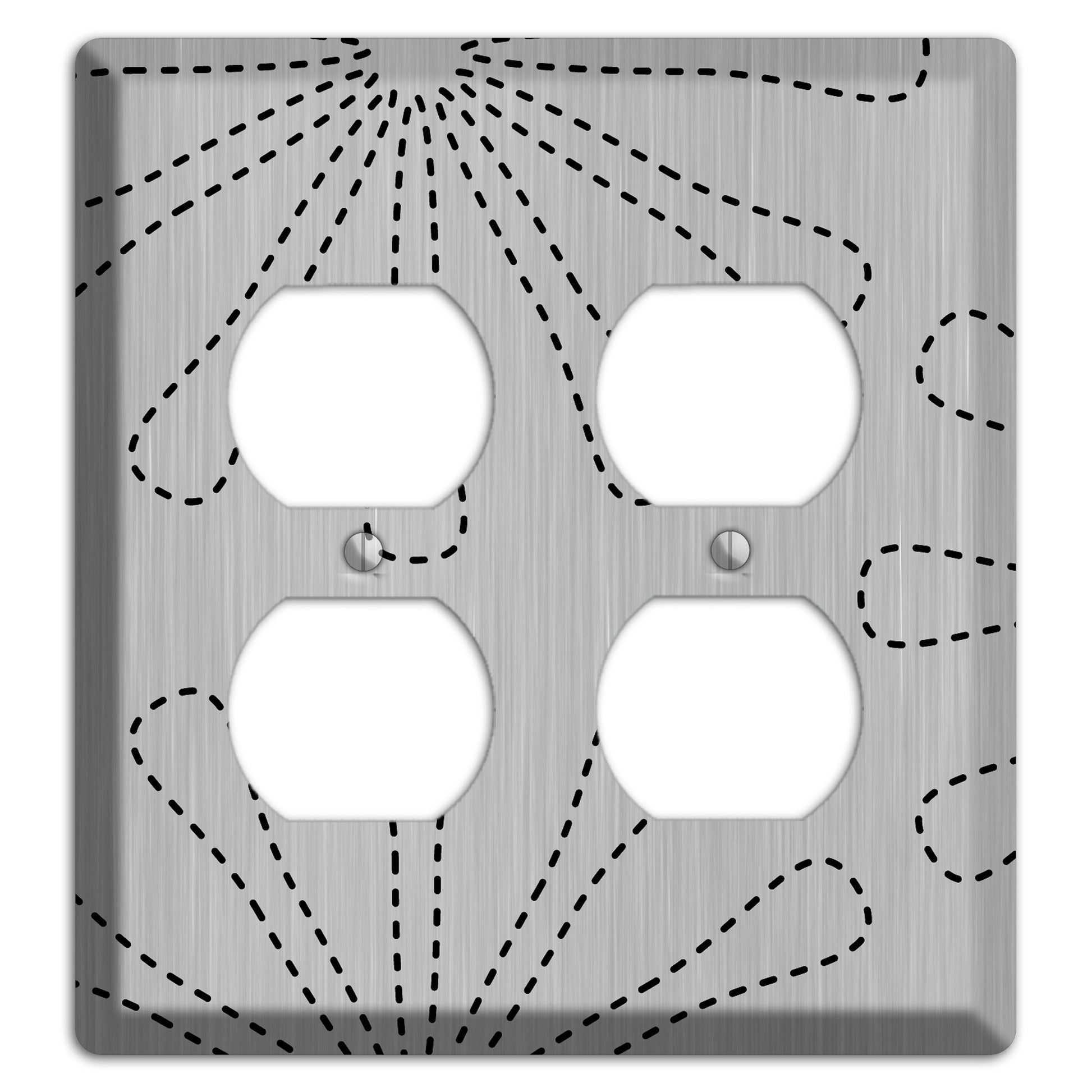 Retro Stipple Floral  Stainless 2 Duplex Wallplate
