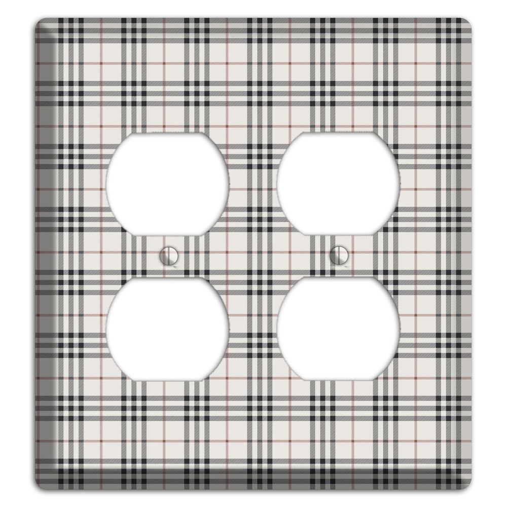 White and Black Plaid 2 Duplex Wallplate
