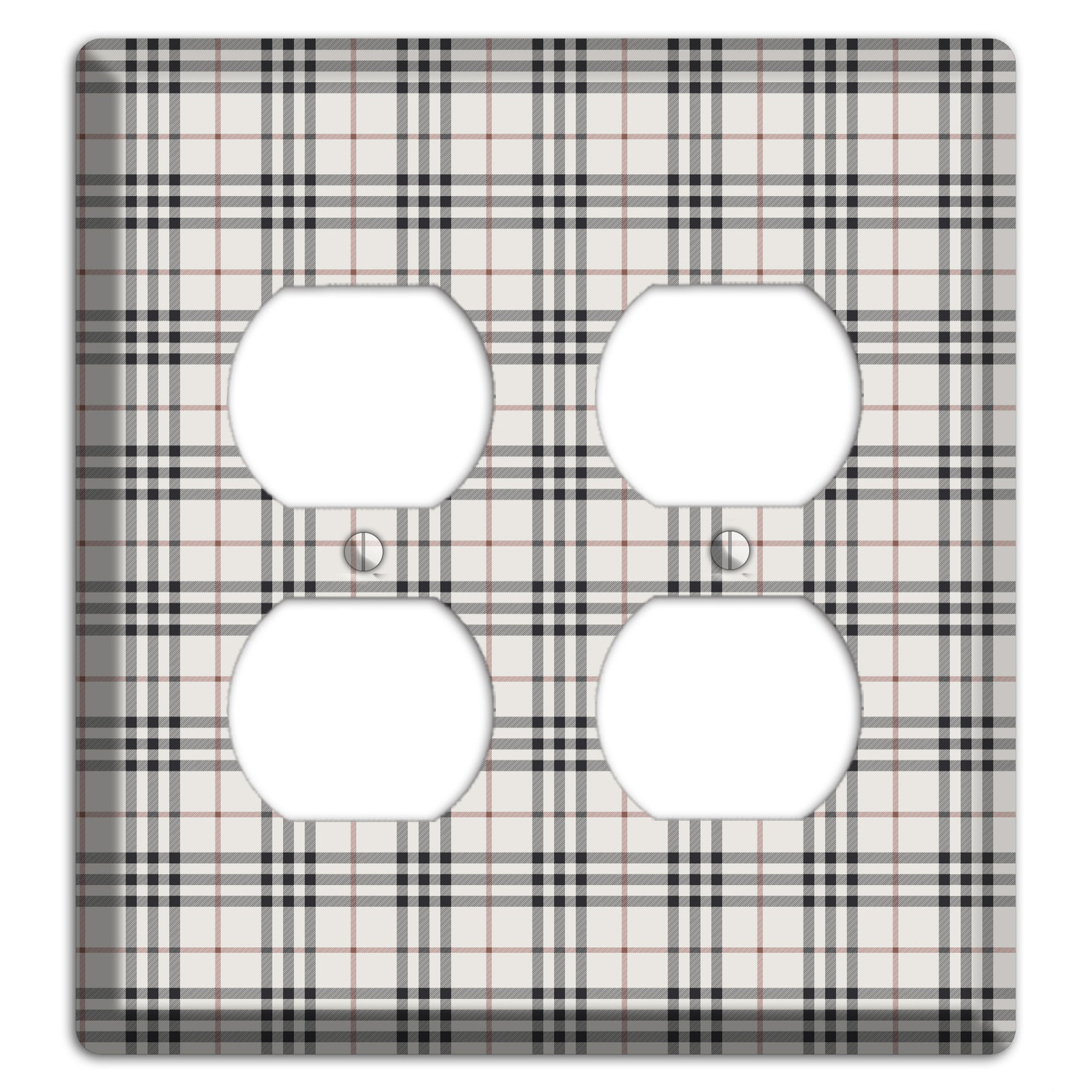 White and Black Plaid 2 Duplex Wallplate