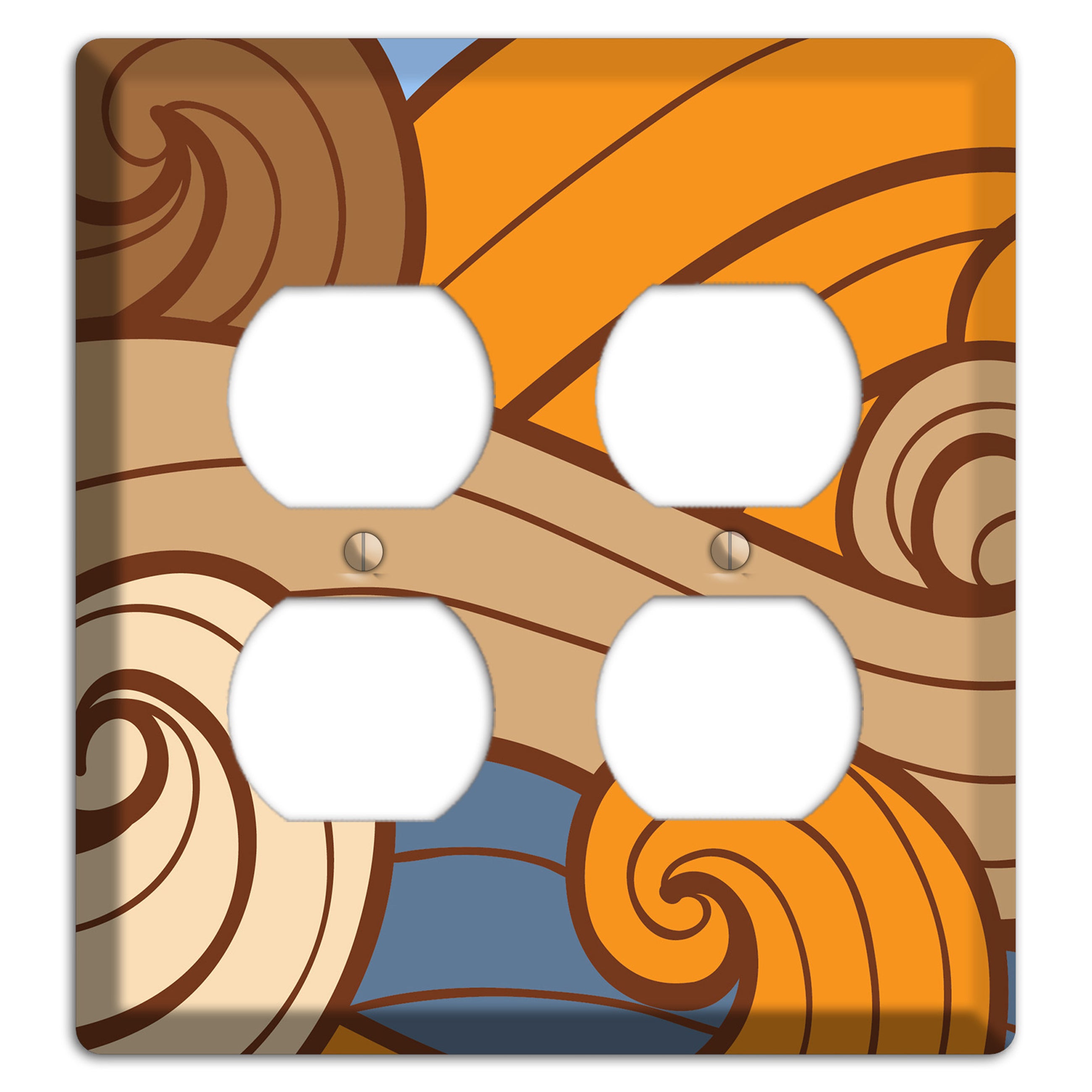 Abstract Curl Blue & Cream 2 Duplex Wallplate
