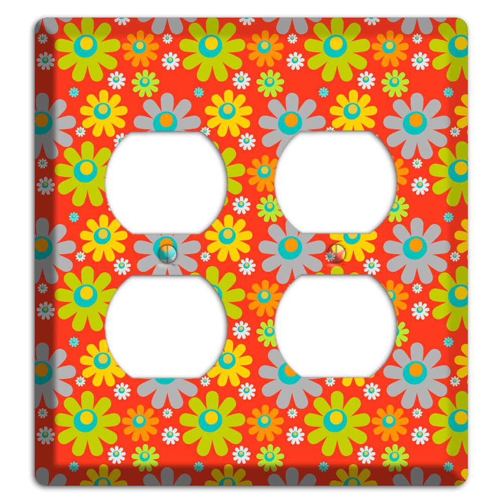 Orange and Yellow Flower Power 2 Duplex Wallplate