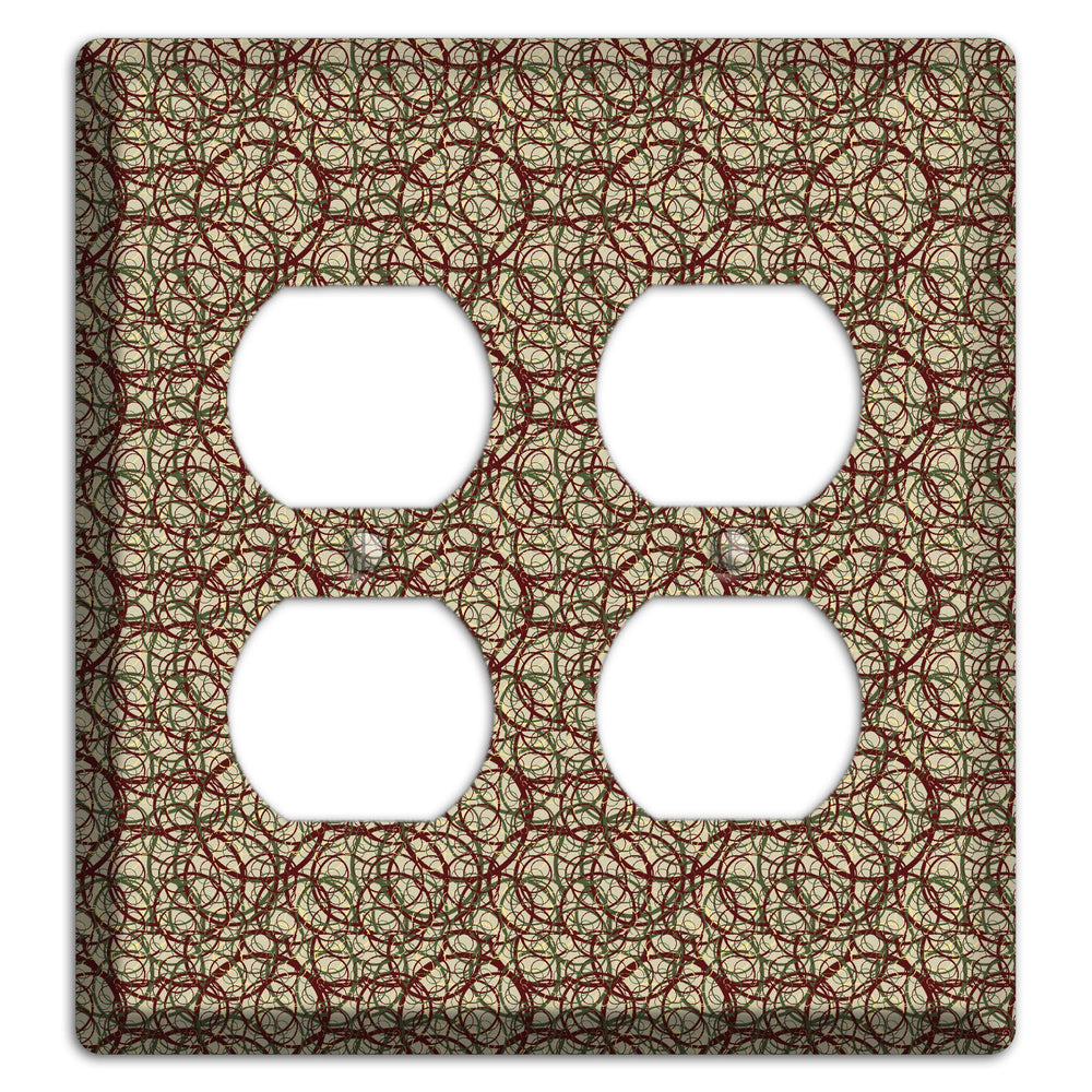Brown and Burgundy Circles 2 Duplex Wallplate