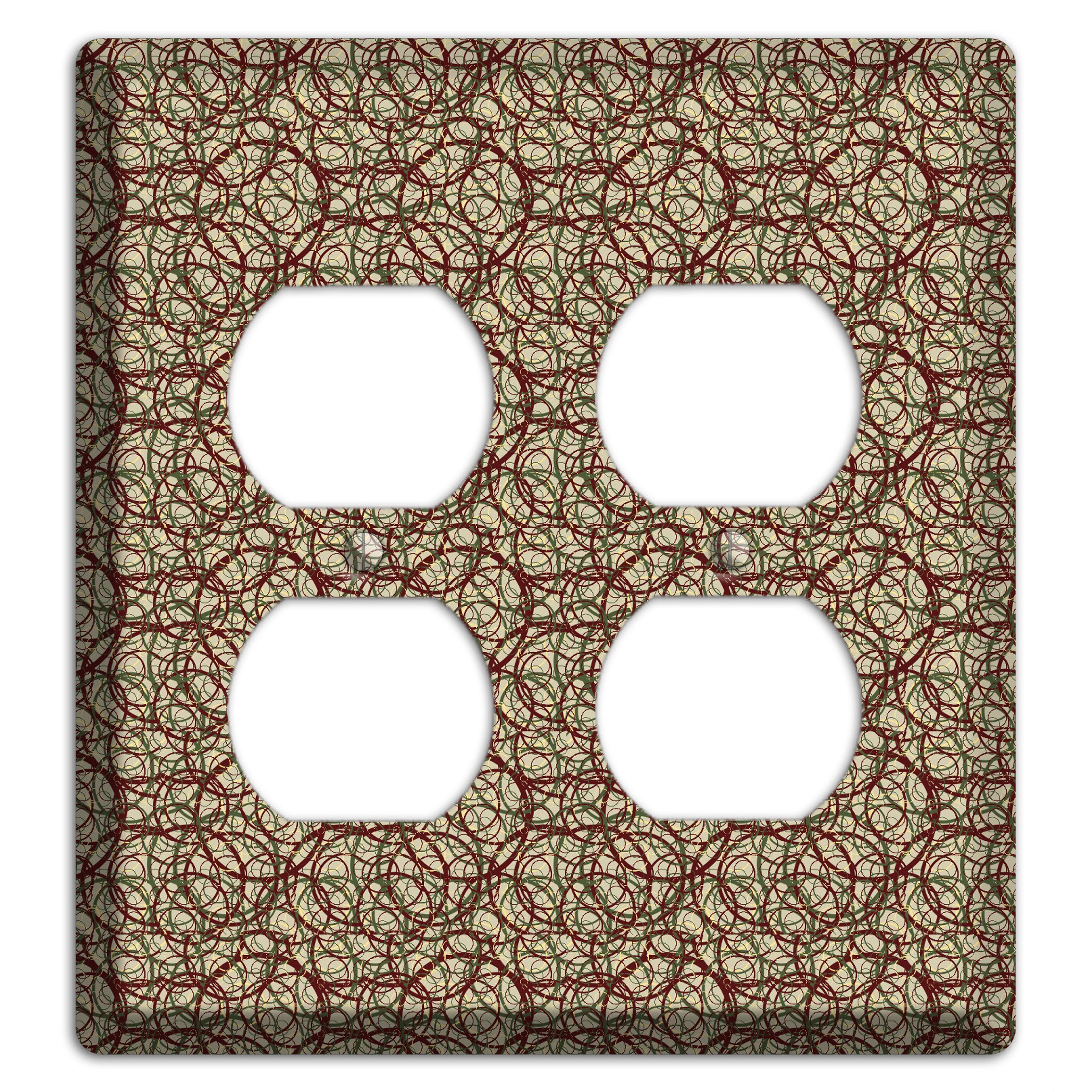 Brown and Burgundy Circles 2 Duplex Wallplate