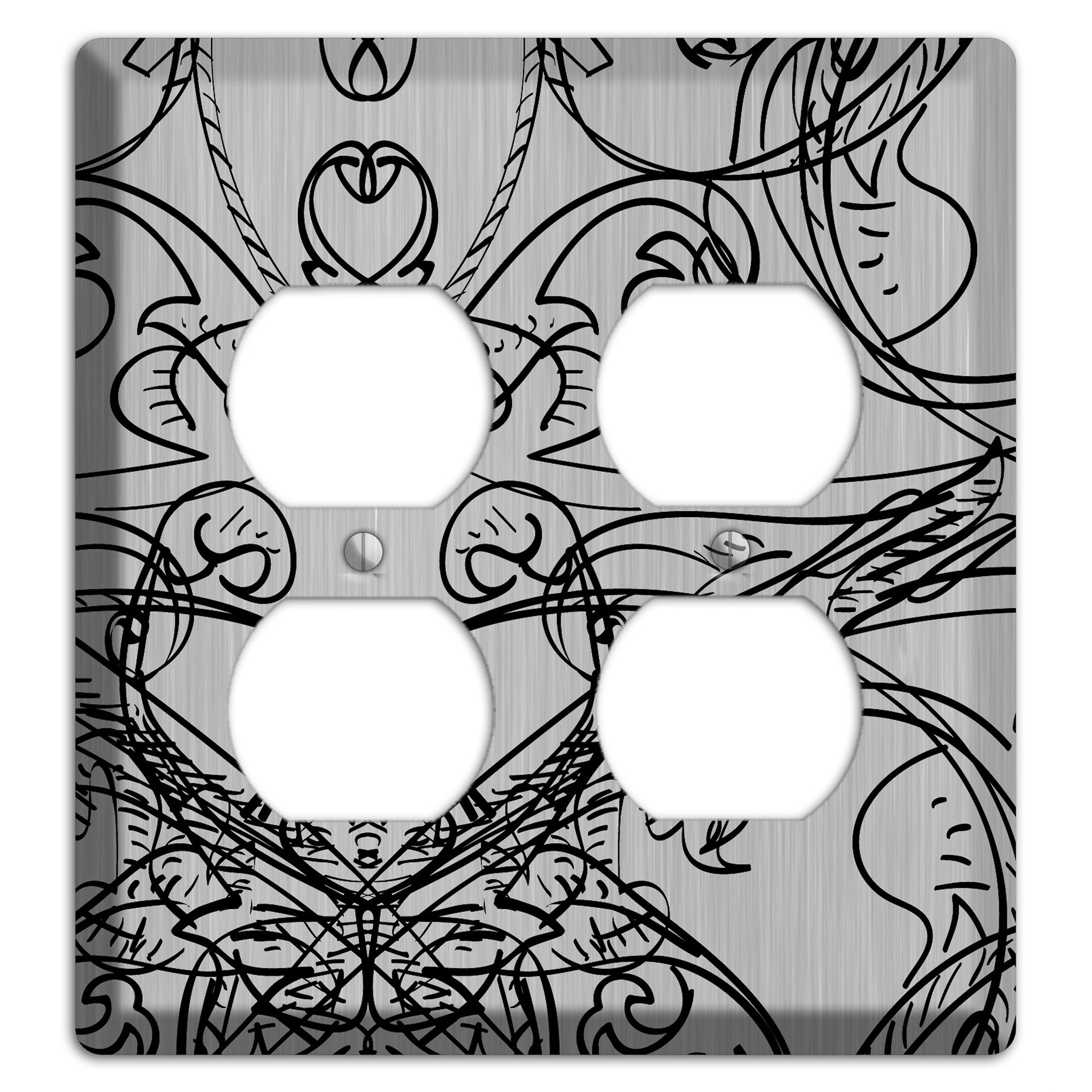 Black Deco Sketch  Stainless 2 Duplex Wallplate