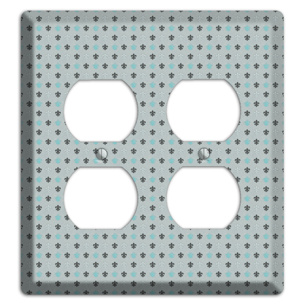 Dusty Blue with Fleur de Lis 2 Duplex Wallplate