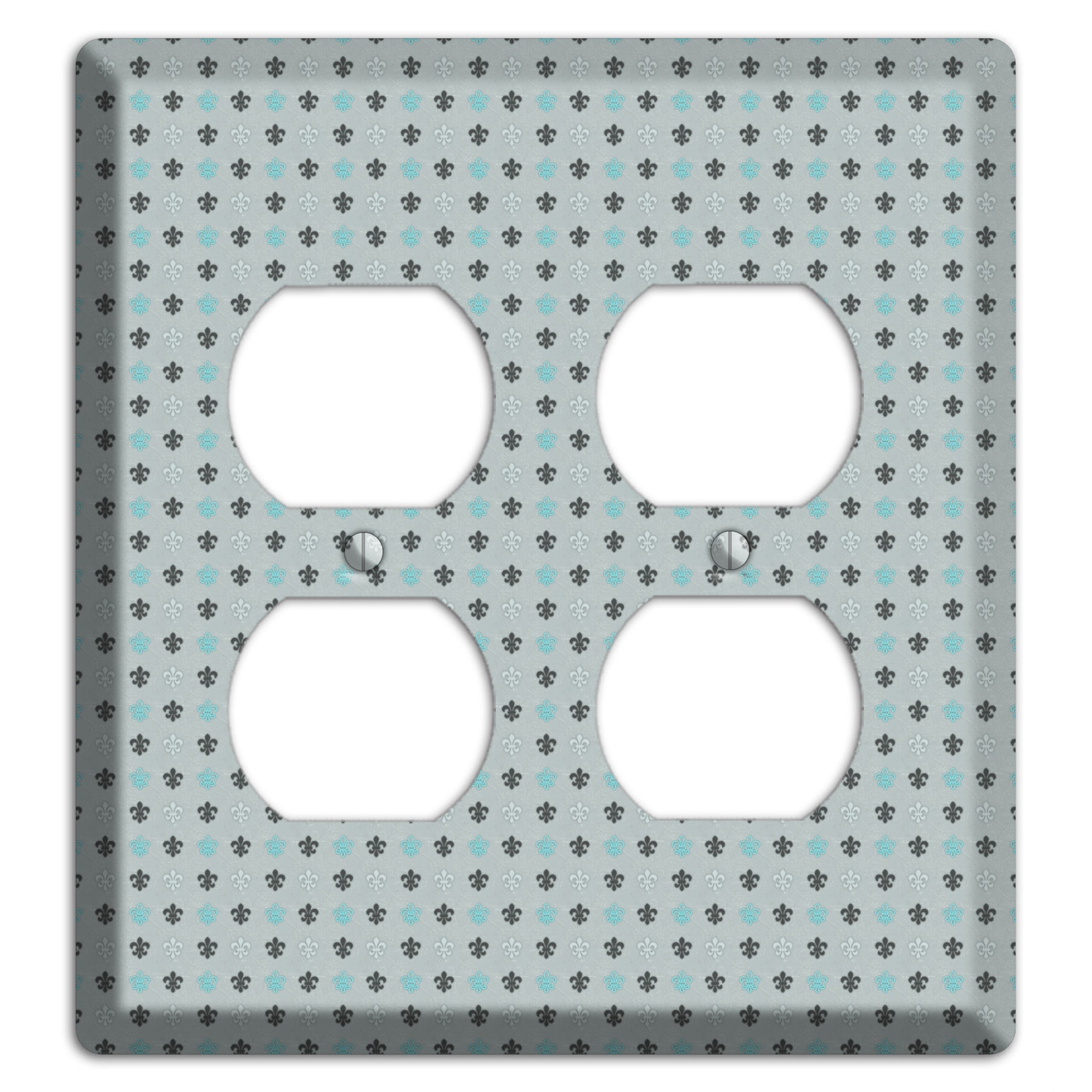 Dusty Blue with Fleur de Lis 2 Duplex Wallplate