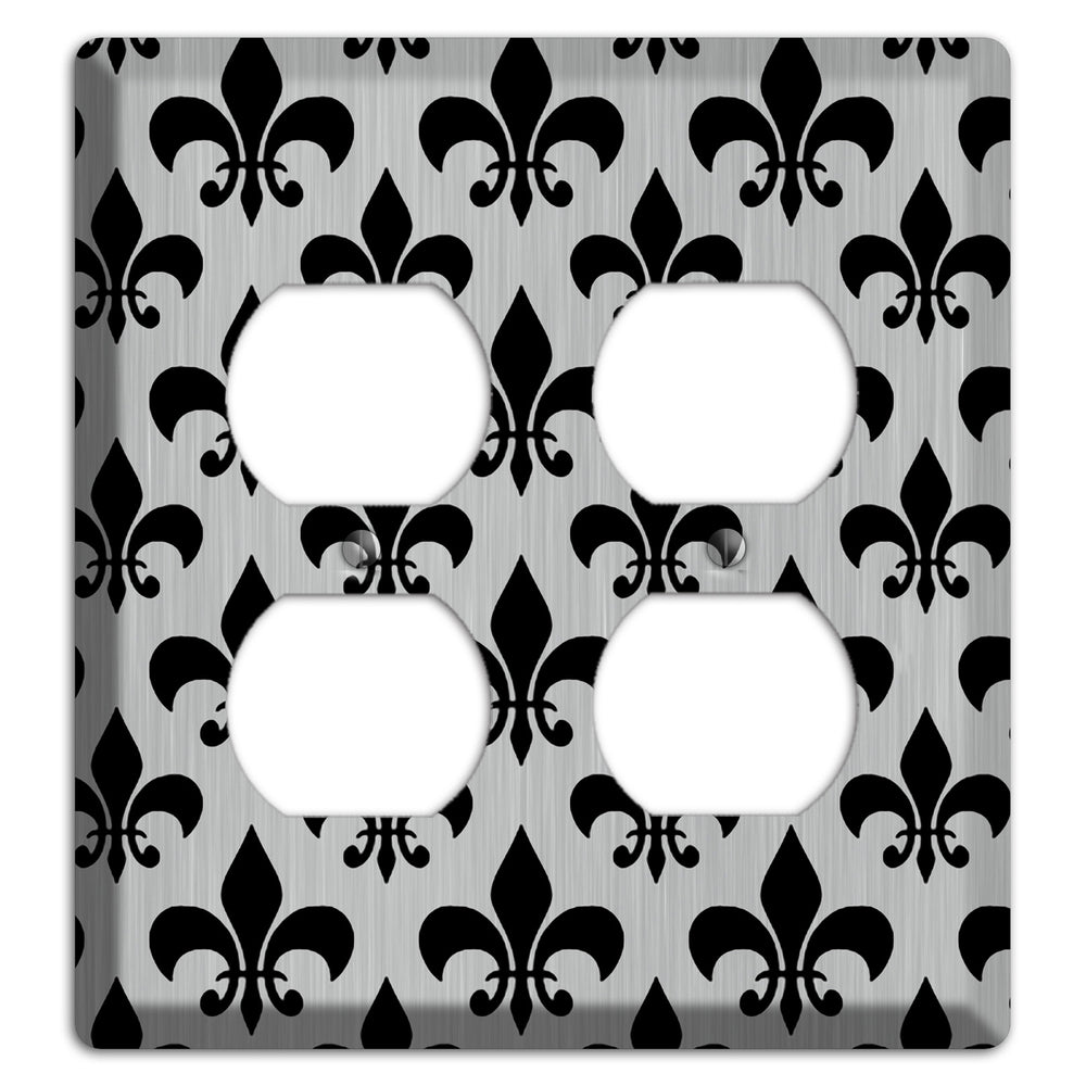 Fleur de Lis Stainless Steel 2 Duplex Wallplate