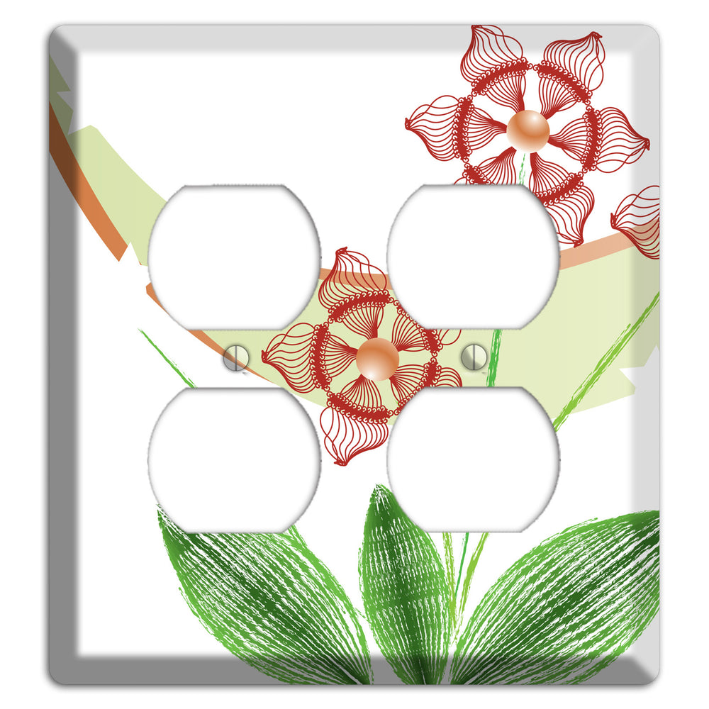 Green Abstract Flowers 2 Duplex Wallplate