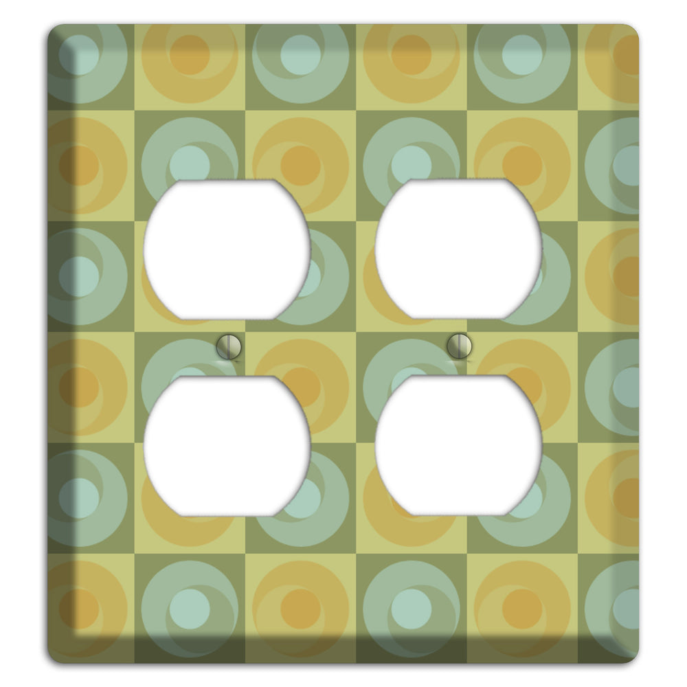 Multi Sage and Mustard Checked Circles 2 Duplex Wallplate