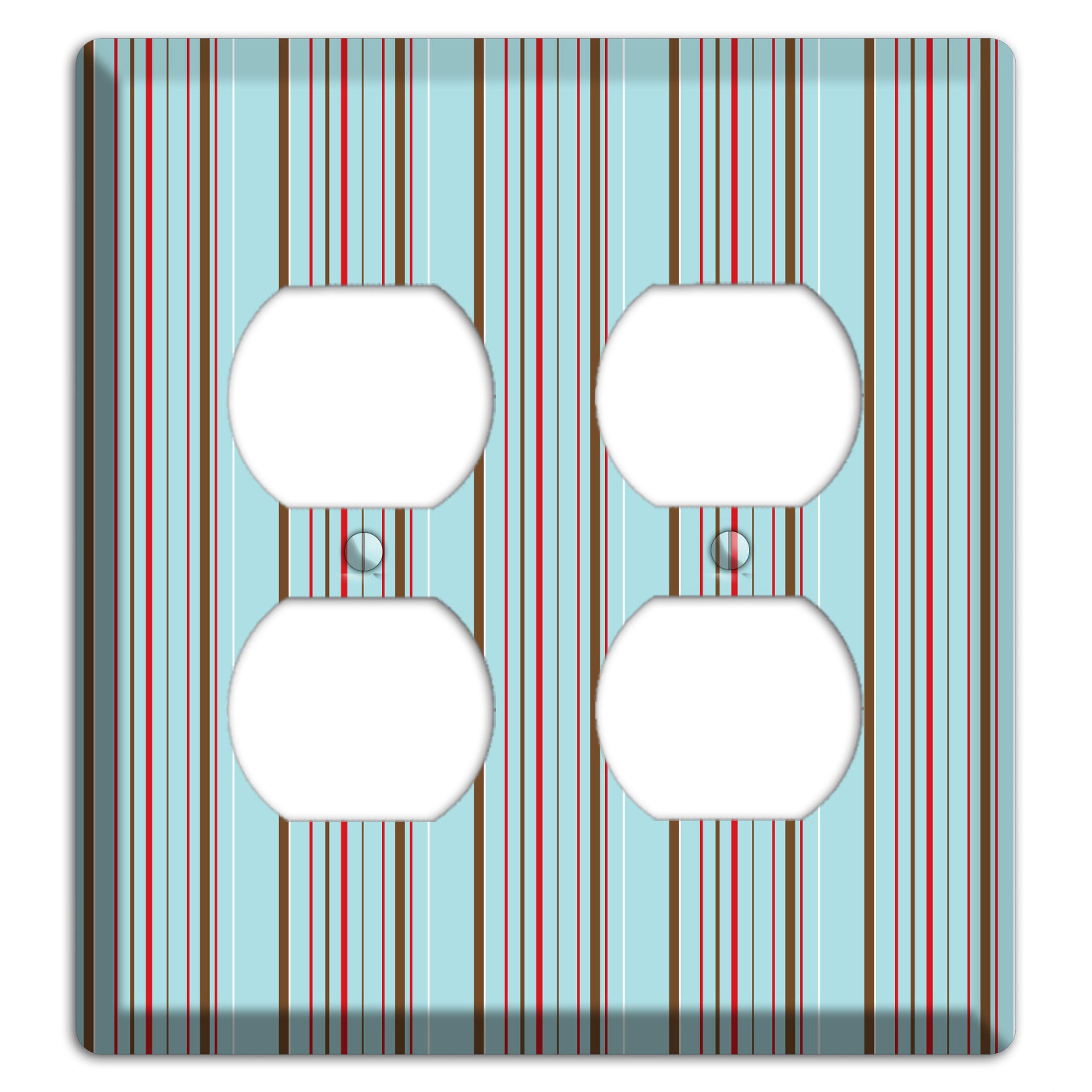 Dusty Blue with Red and Brown Vertical Stripes 2 Duplex Wallplate