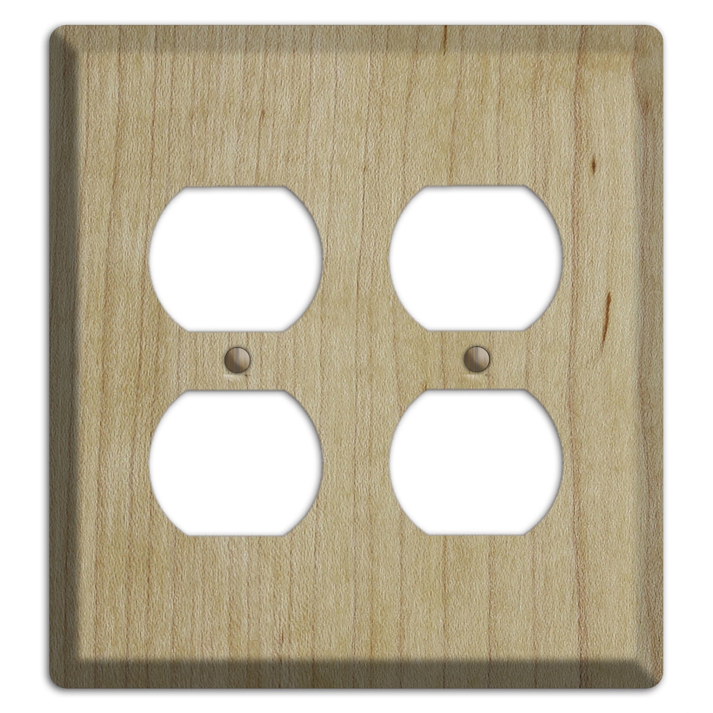 Unfinished Maple Wood 2 Duplex Outlet Cover Plate