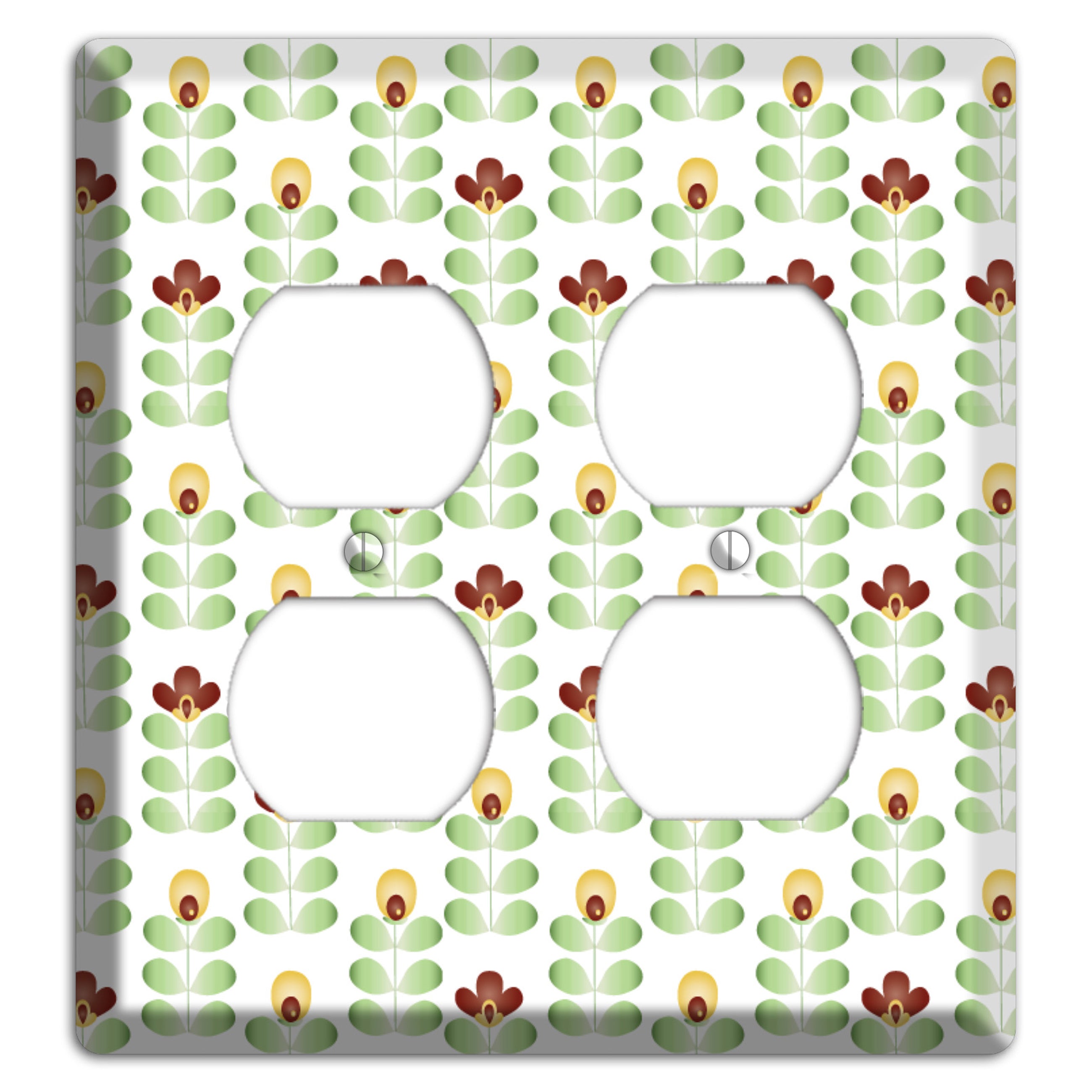Burgundy Deco Floral Half Drop 2 Duplex Wallplate
