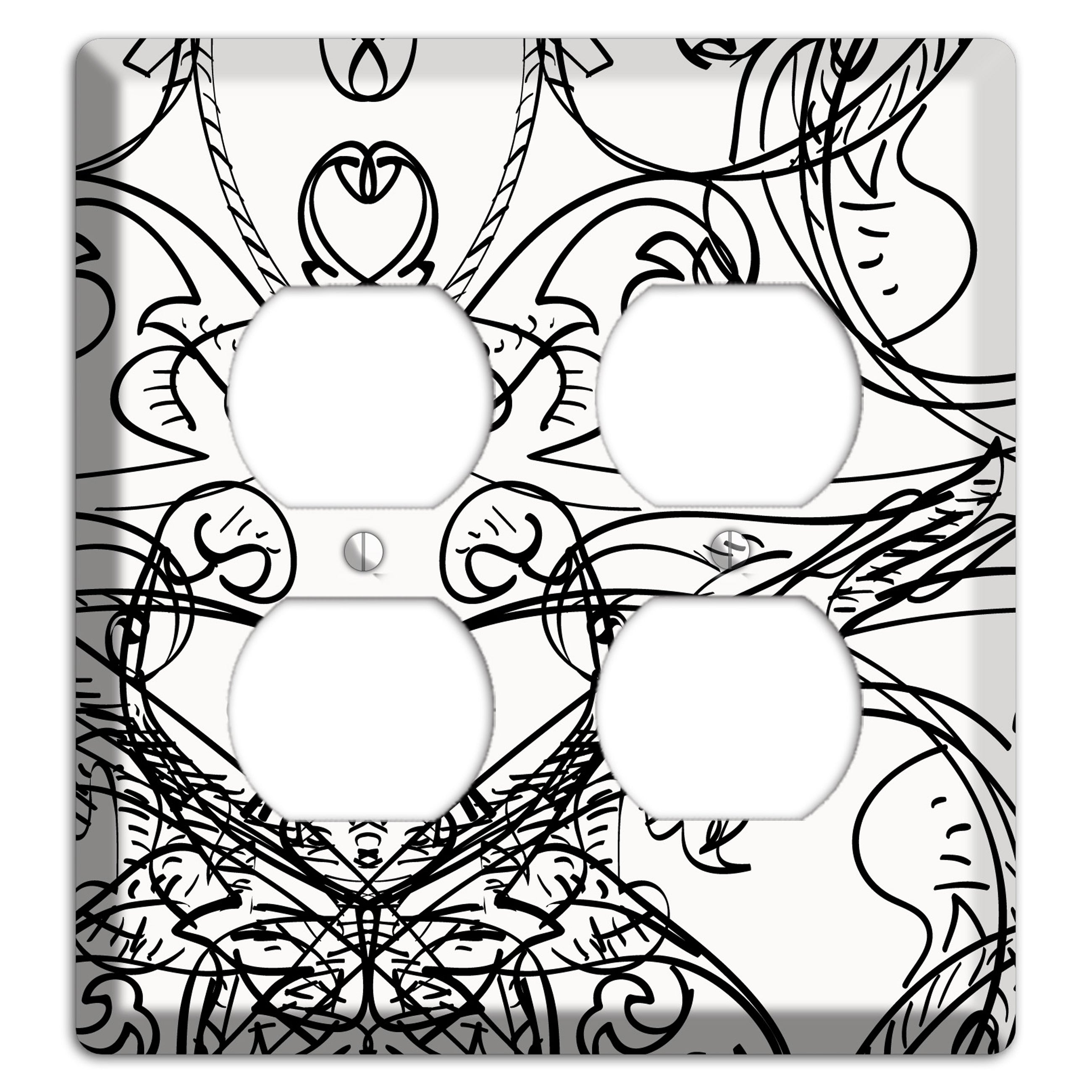 White Deco Sketch 2 Duplex Wallplate