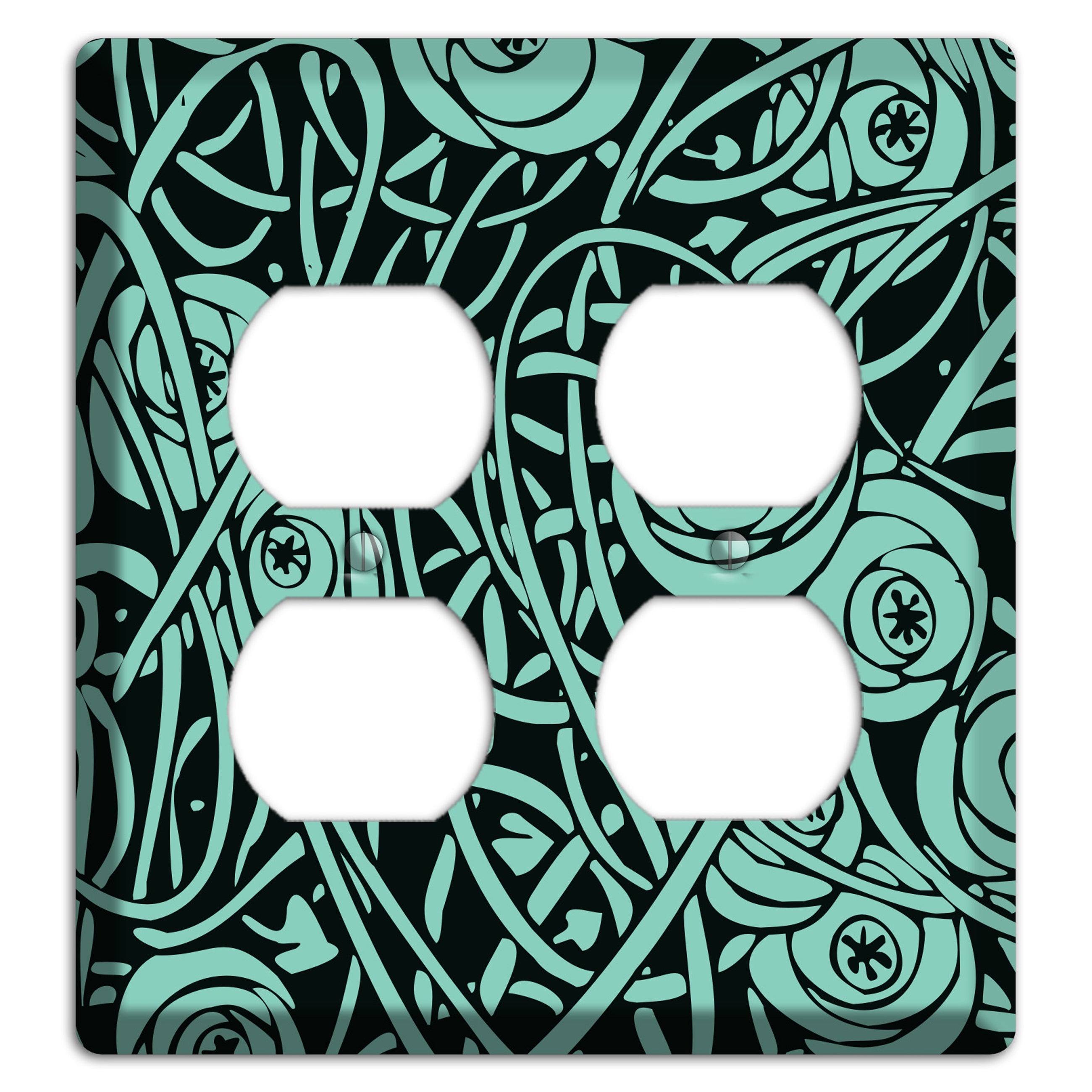 Teal Deco Floral 2 Duplex Wallplate