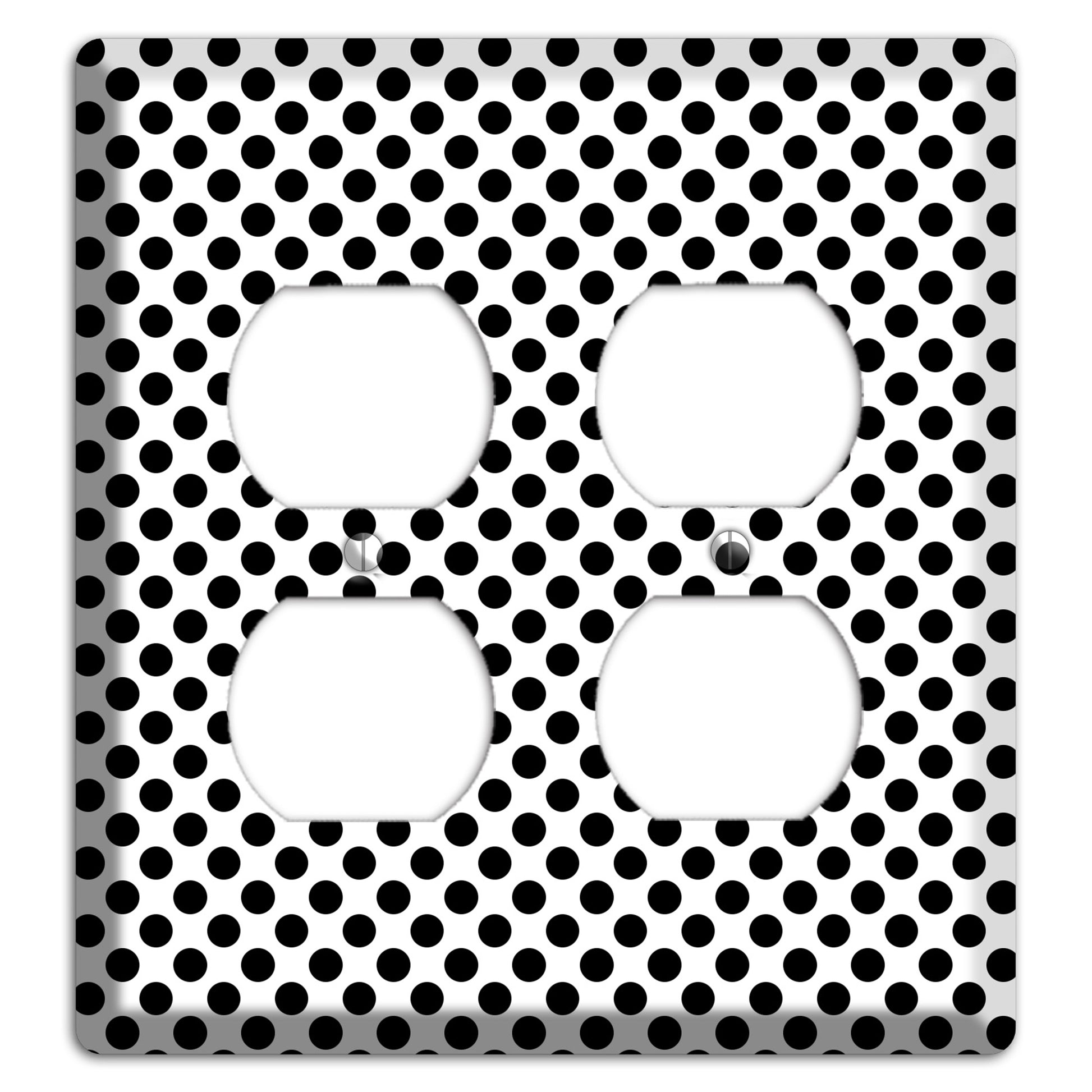 White with Black Packed Small Polka Dots 2 Duplex Wallplate