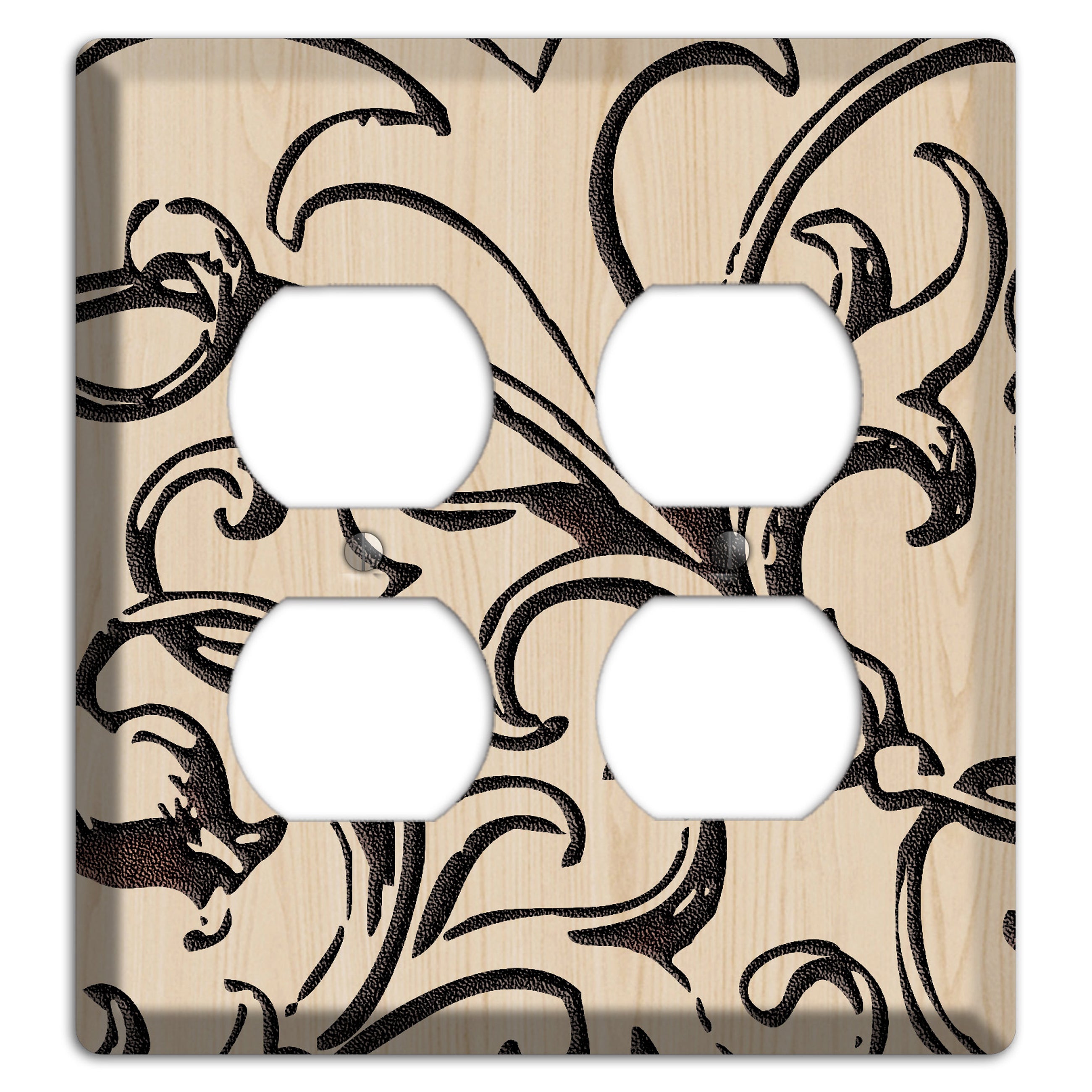 Victorian Wood Lasered 2 Duplex Wallplate