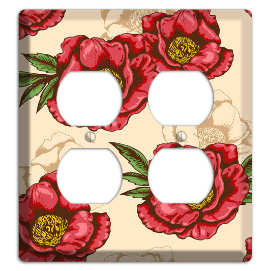 Red Peony Style A 2 Duplex Wallplate