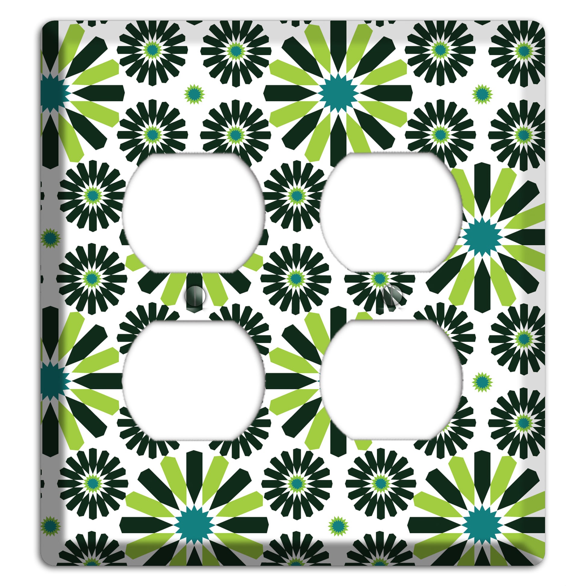 Lime and Teal Scandinavian Floral 2 Duplex Wallplate