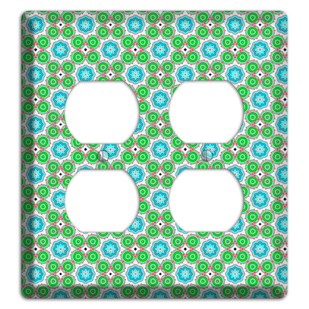 Green and Blue Foulard 2 Duplex Wallplate