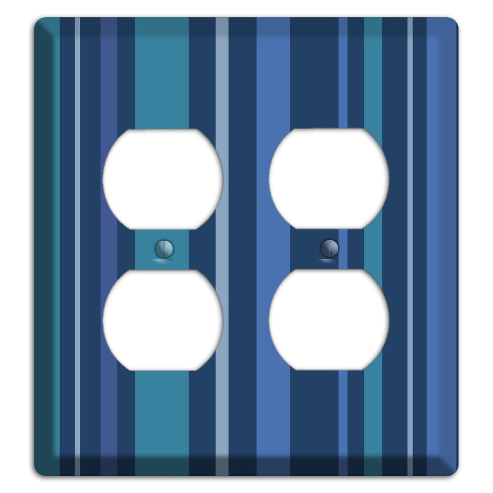 Multi Blue Vertical Stripes 2 Duplex Wallplate