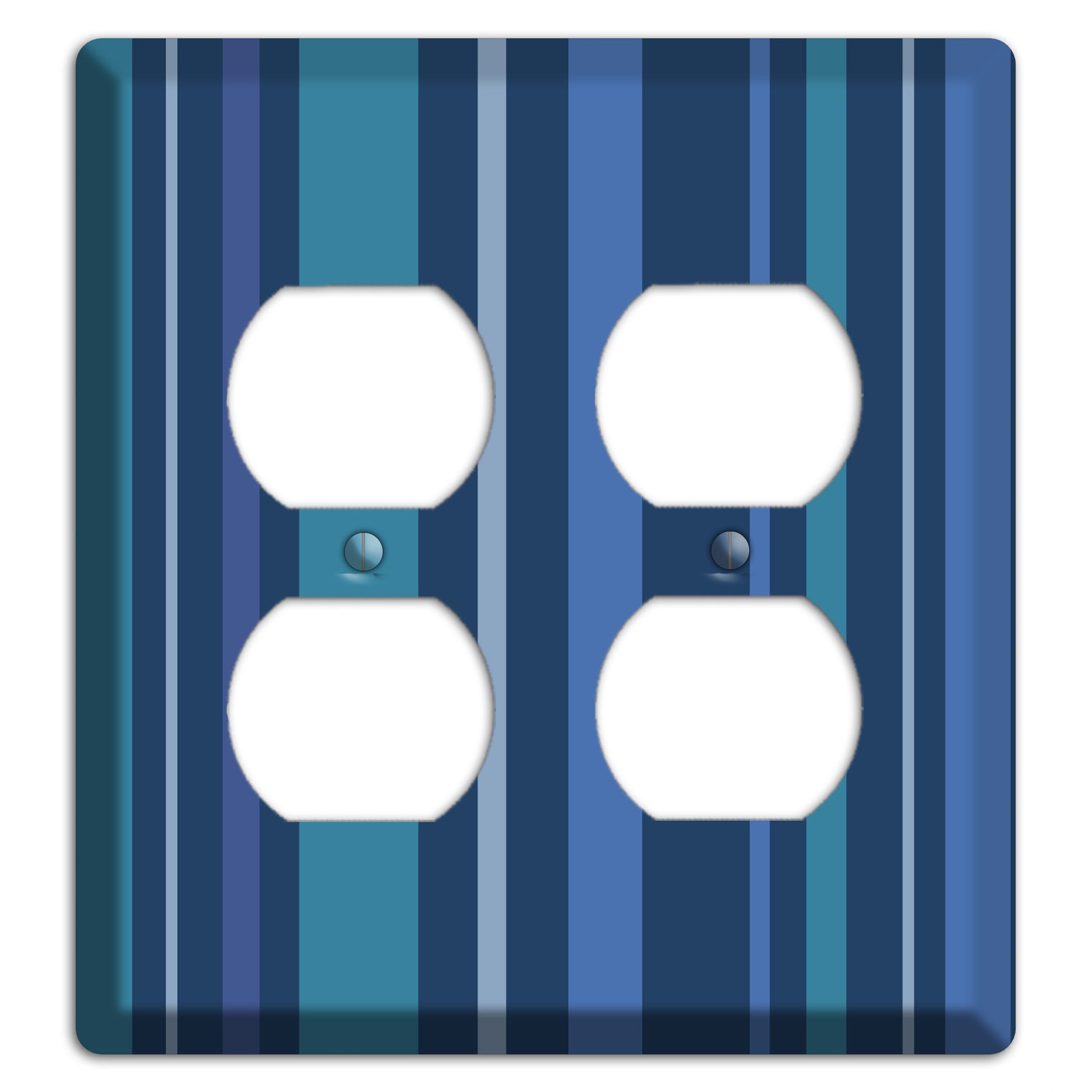 Multi Blue Vertical Stripes 2 Duplex Wallplate