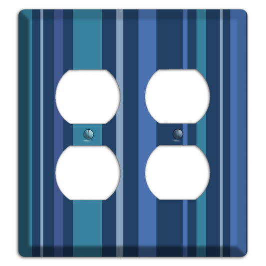 Multi Blue Vertical Stripes 2 Duplex Wallplate