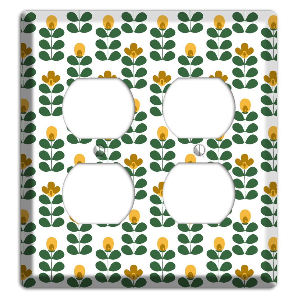 Dark Green Deco Floral Half Drop 2 Duplex Wallplate
