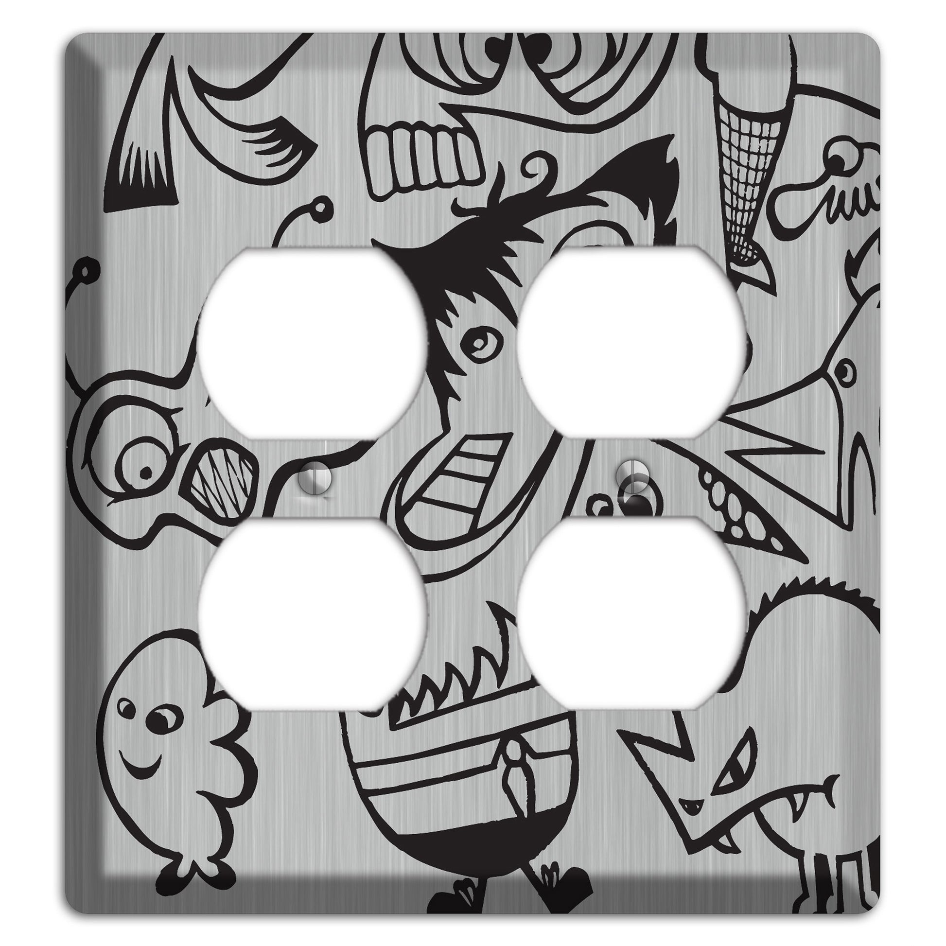 Whimsical Faces 3  Stainless 2 Duplex Wallplate