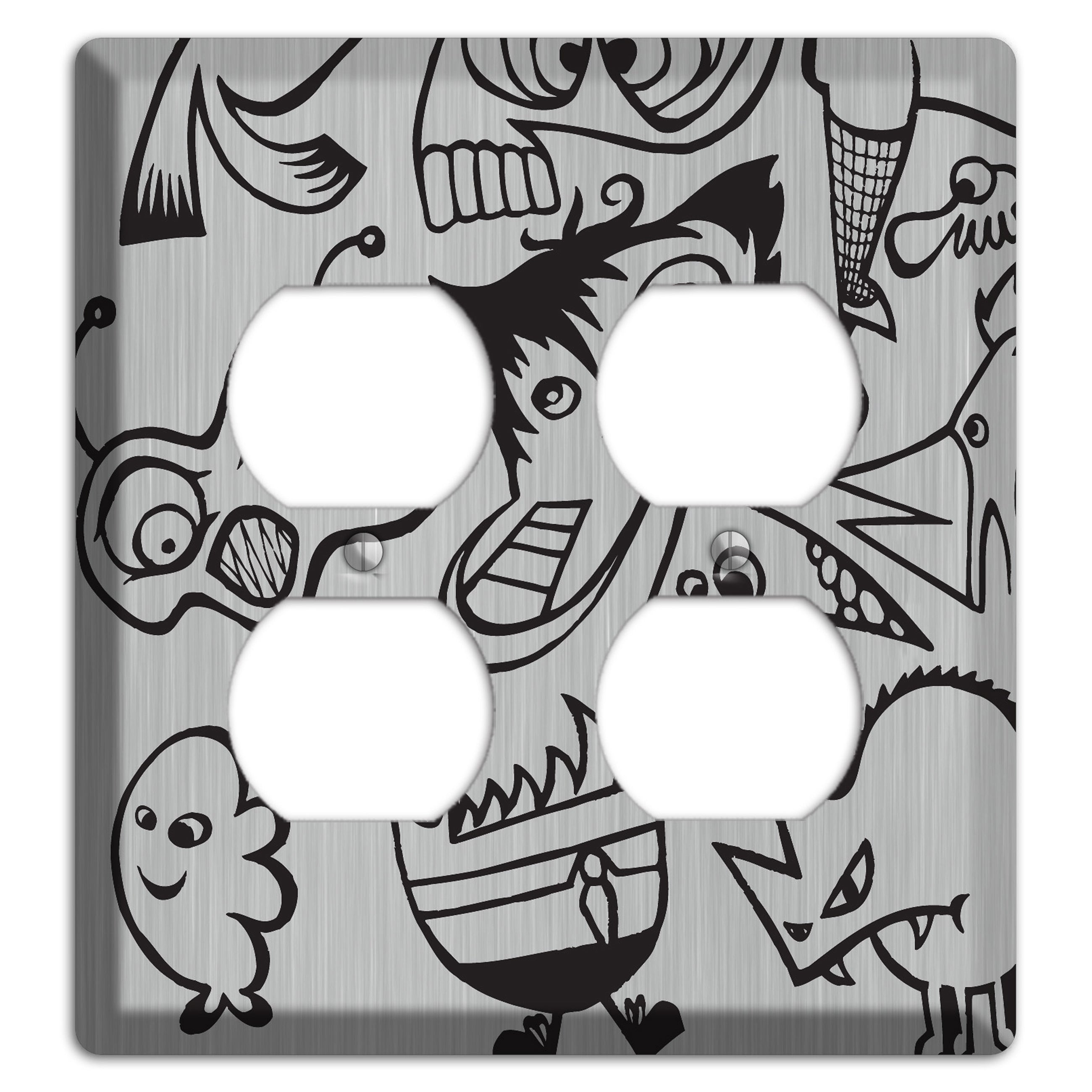 Whimsical Faces 3  Stainless 2 Duplex Wallplate