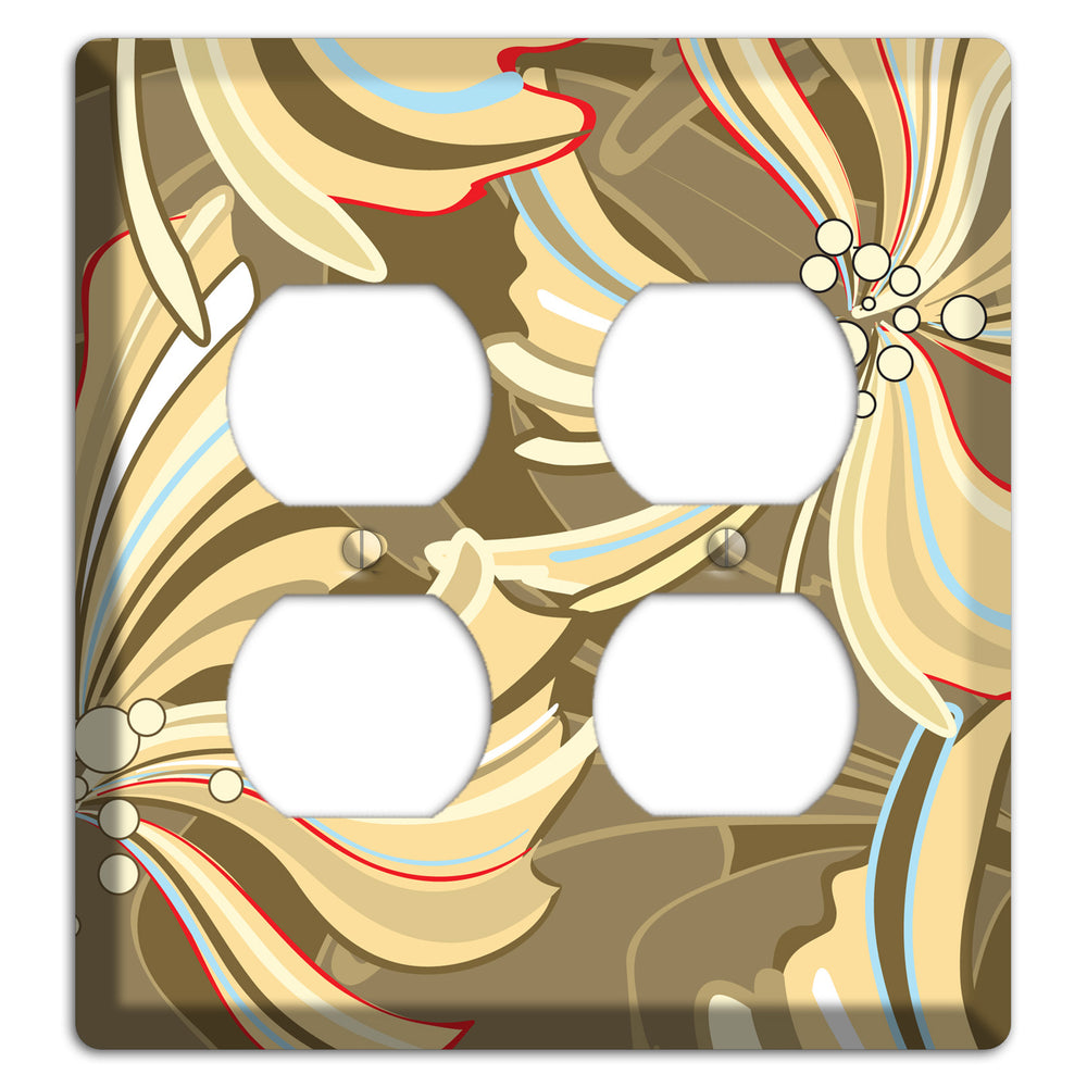 Brown Deco Blossoms 2 Duplex Wallplate