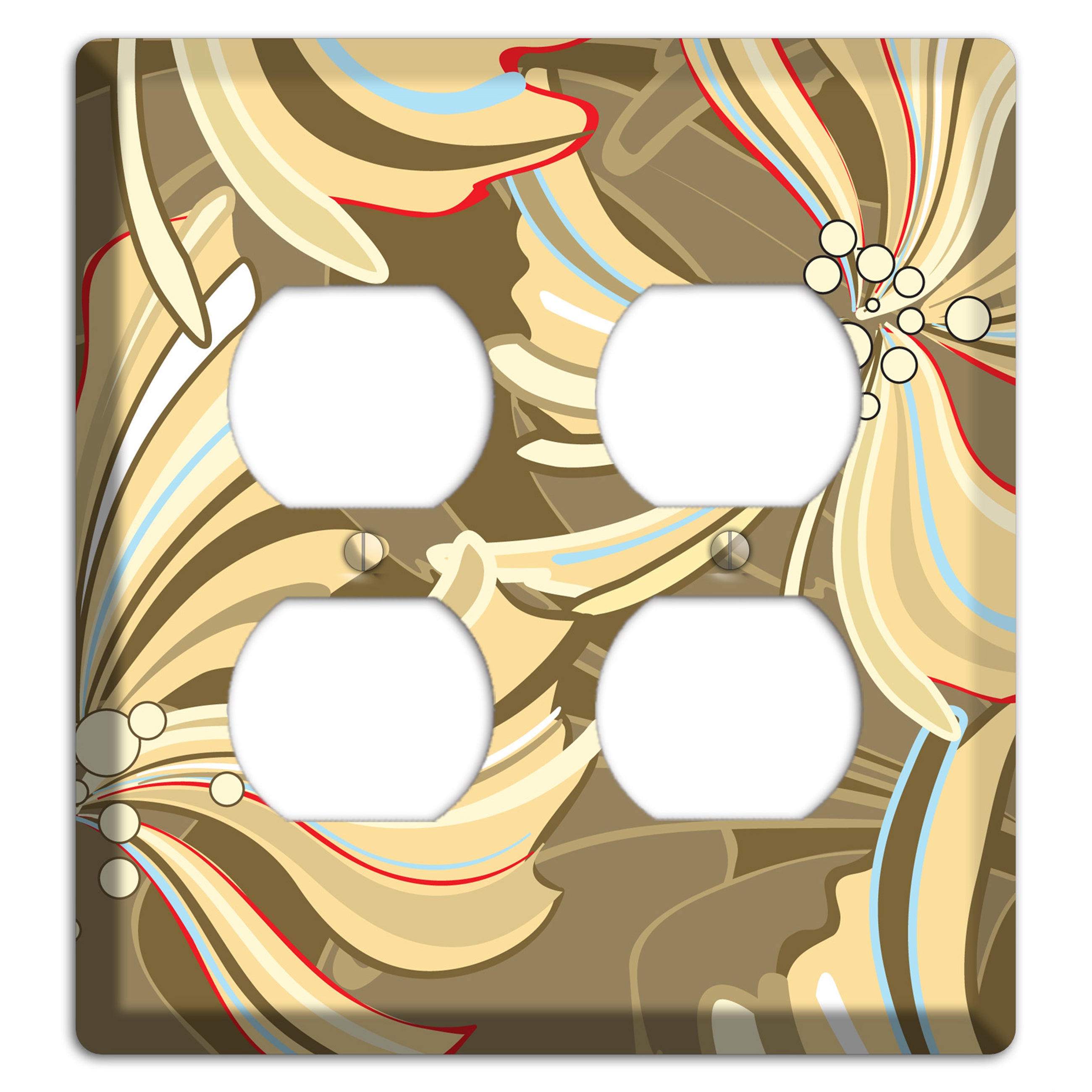 Brown Deco Blossoms 2 Duplex Wallplate
