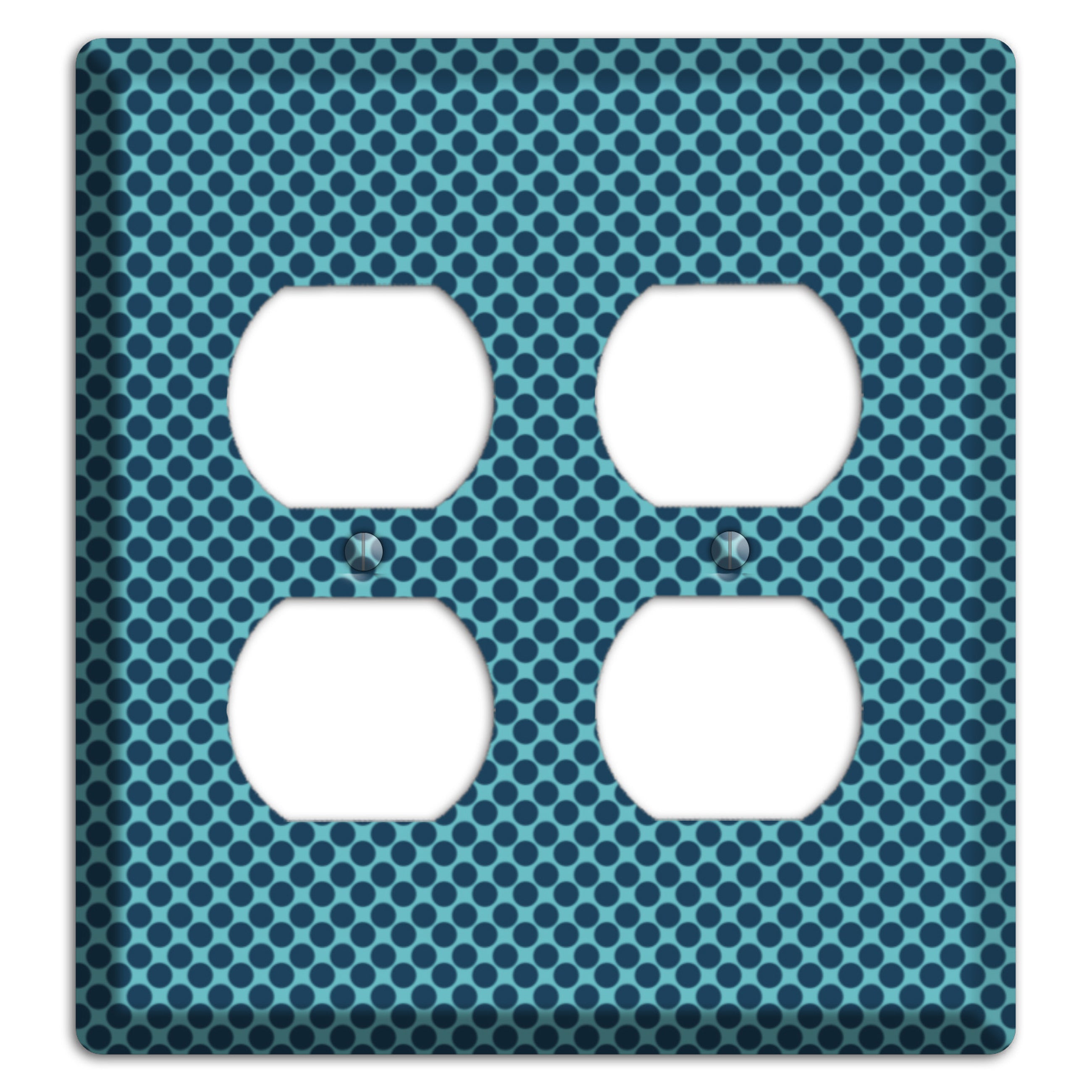 Turquoise with Blue Packed Polka Dots 2 Duplex Wallplate