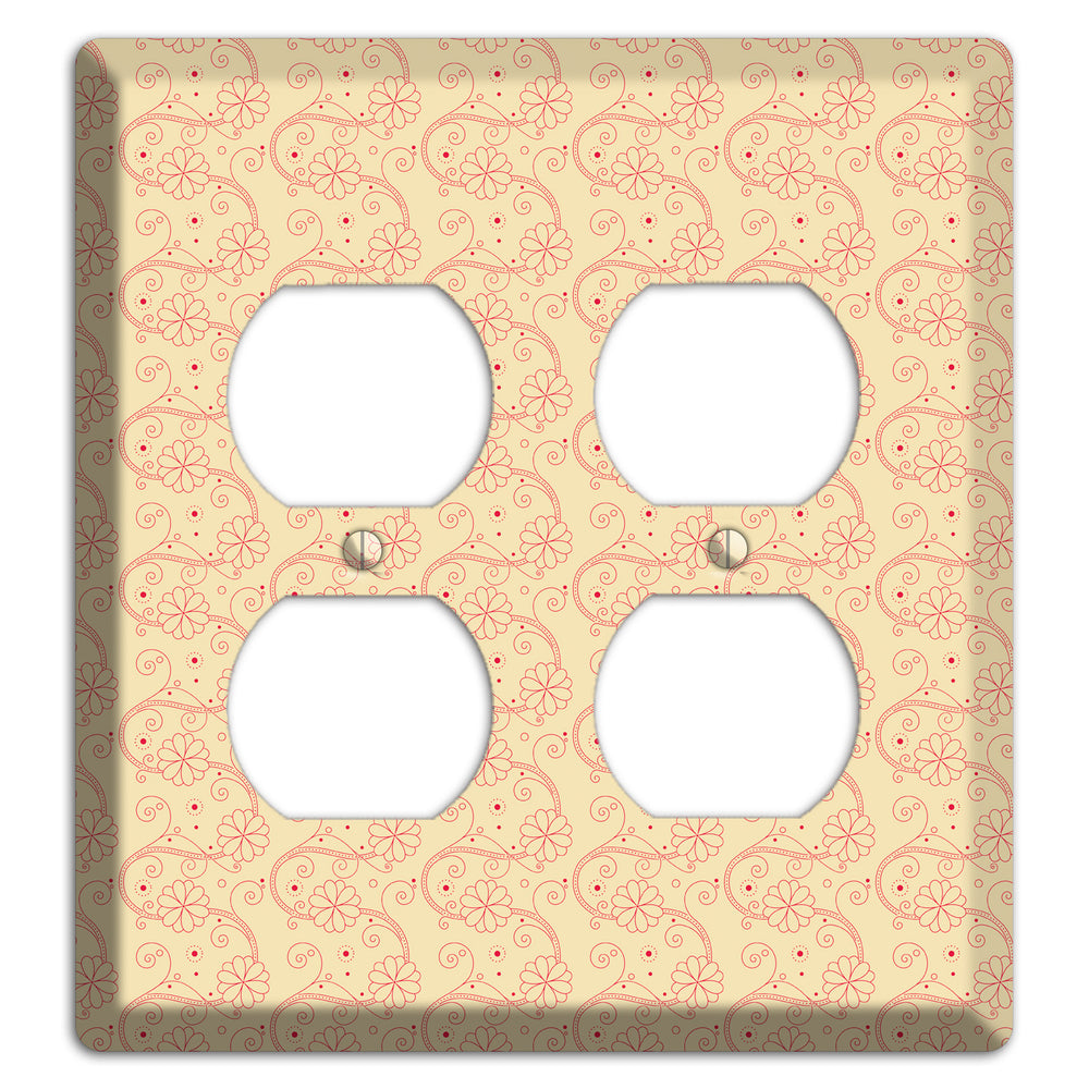 Tiny Off White Floral Swirl 2 Duplex Wallplate
