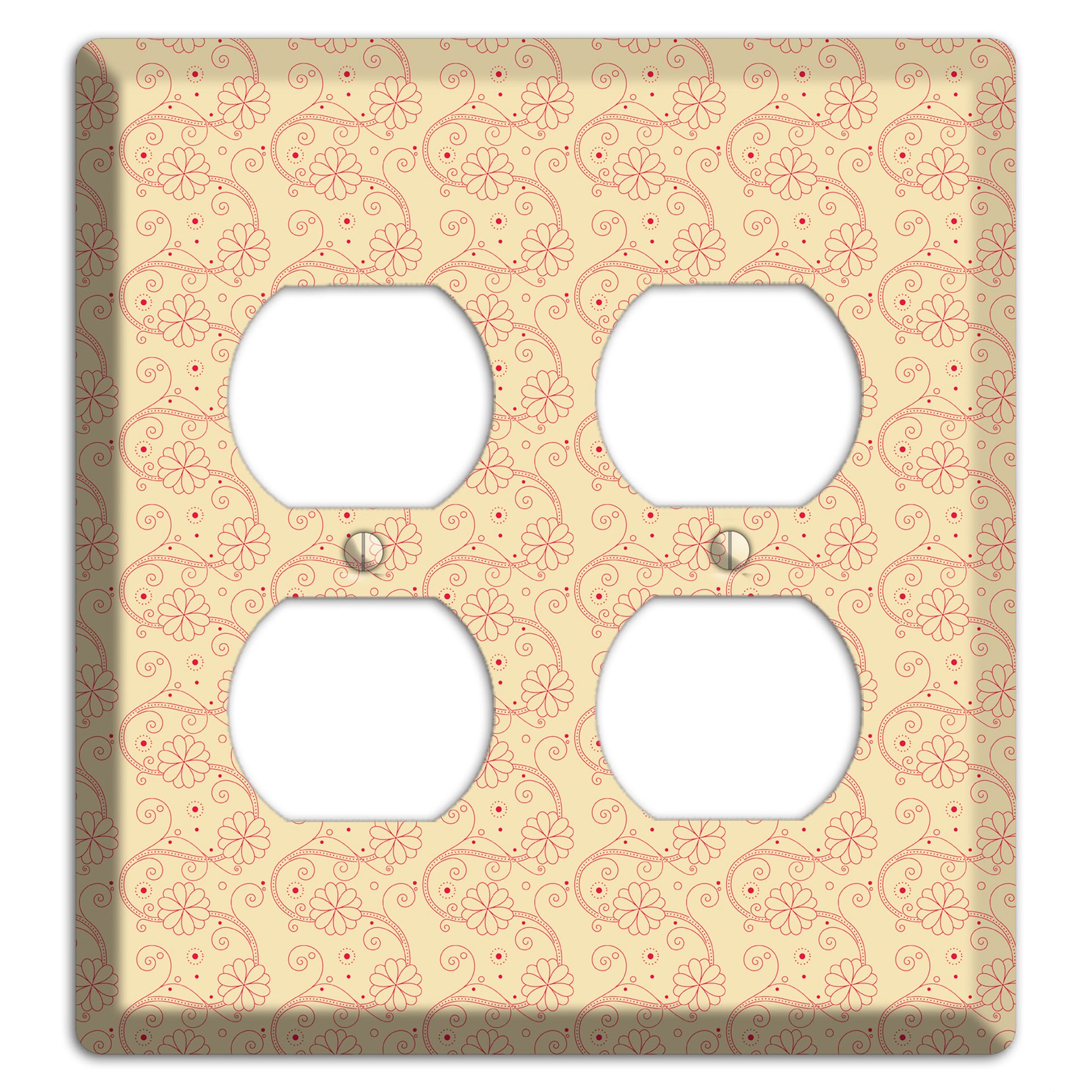 Tiny Off White Floral Swirl 2 Duplex Wallplate