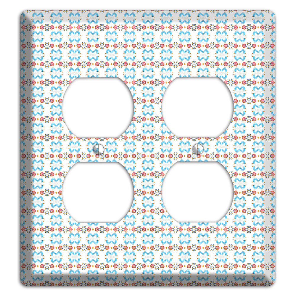 White with Blue Red Tapestry 2 Duplex Wallplate