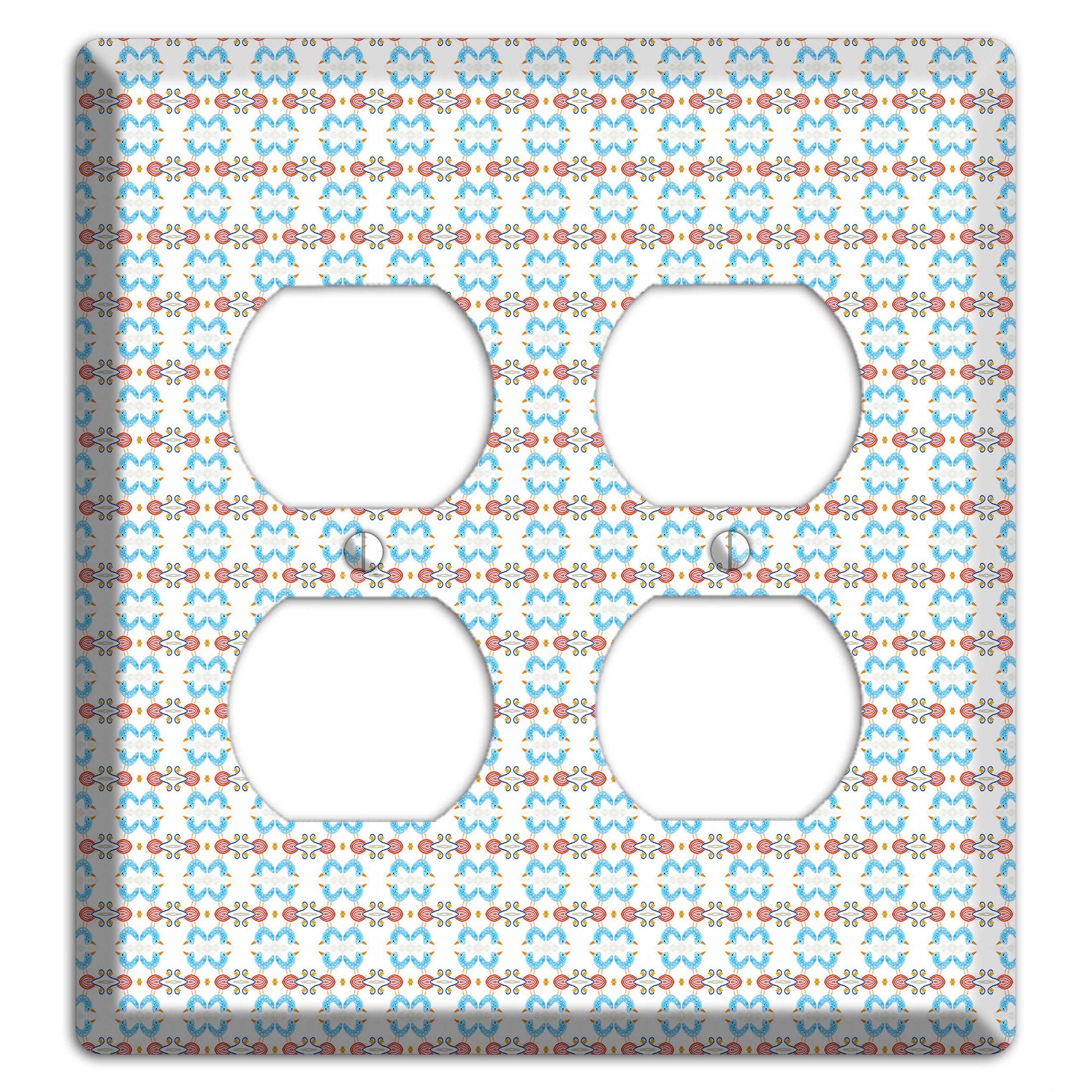 White with Blue Red Tapestry 2 Duplex Wallplate
