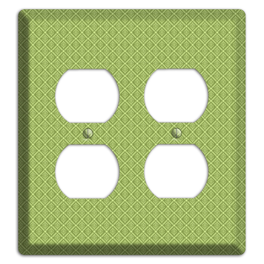 Small Green Damask Diamonds 2 Duplex Wallplate