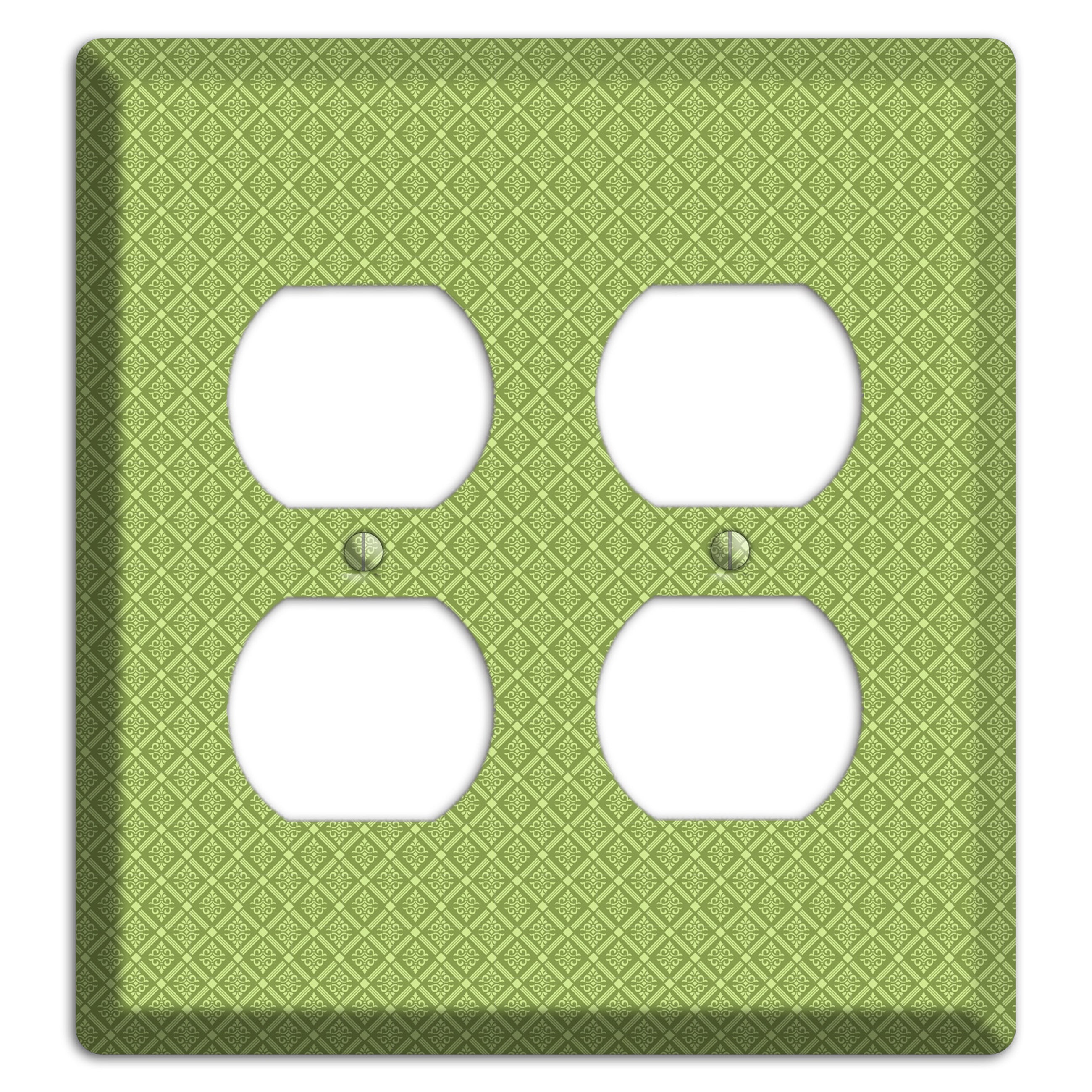 Small Green Damask Diamonds 2 Duplex Wallplate